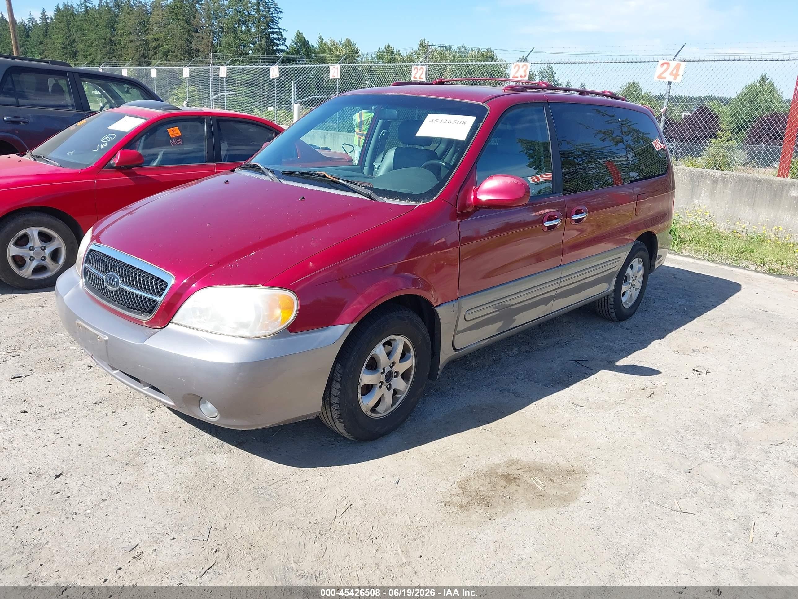2005 Kia Sedona Ex/lx Red vin: KNDUP132456690520