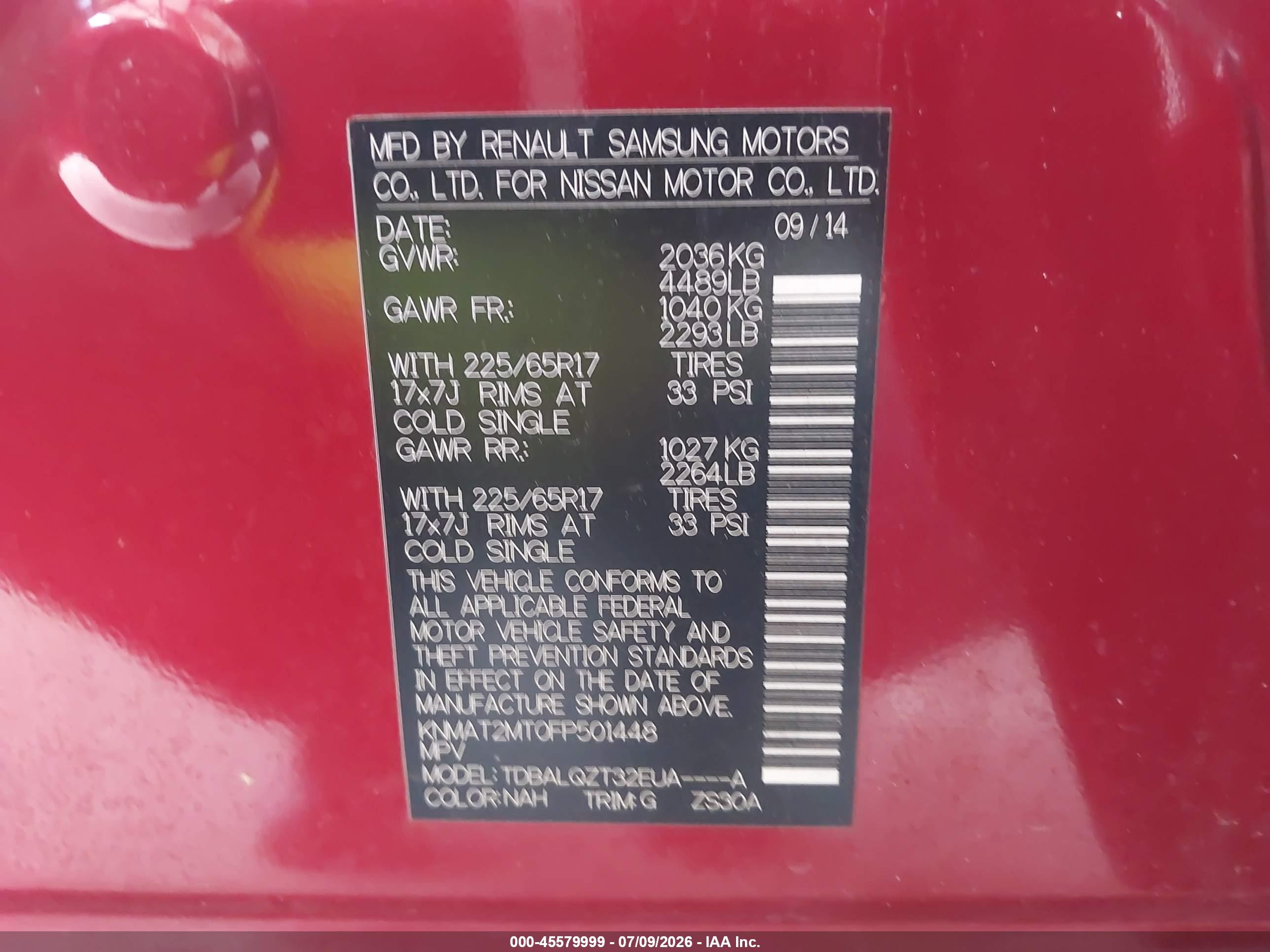 2015 Nissan Rogue Sv Красный vin: KNMAT2MT0FP501448