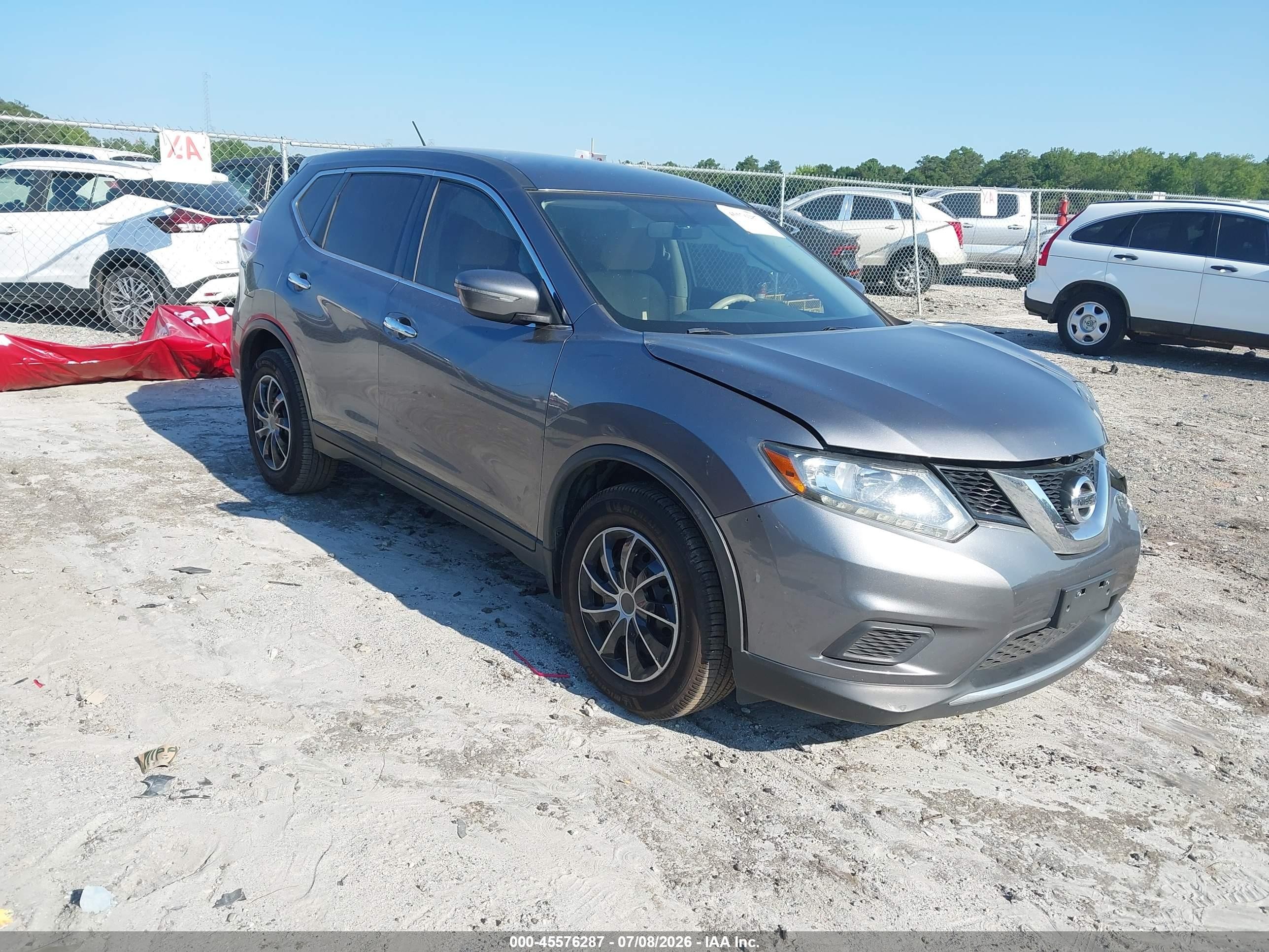2015 Nissan Rogue S Gray vin: KNMAT2MT0FP505290