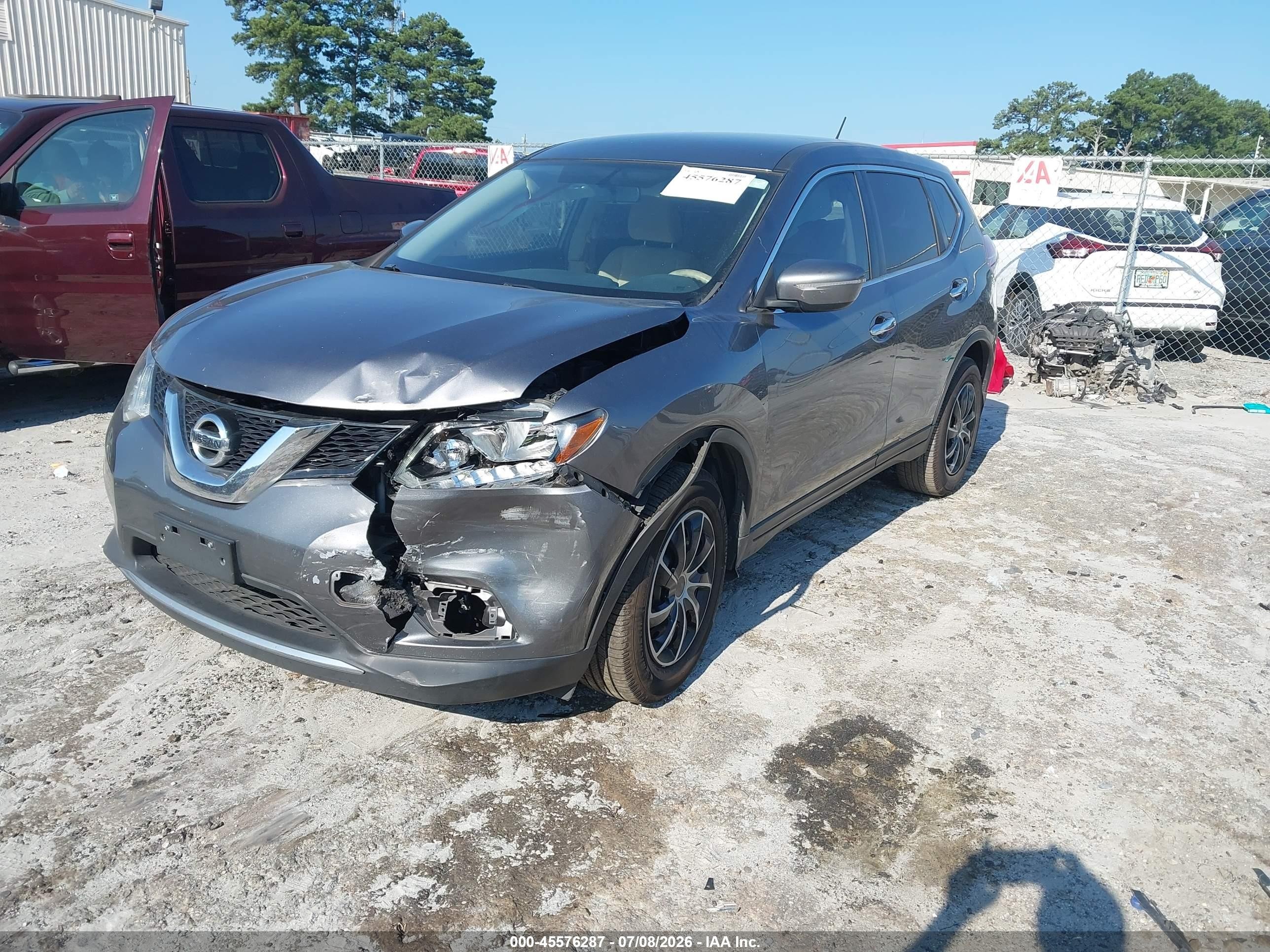 2015 Nissan Rogue S Gray vin: KNMAT2MT0FP505290