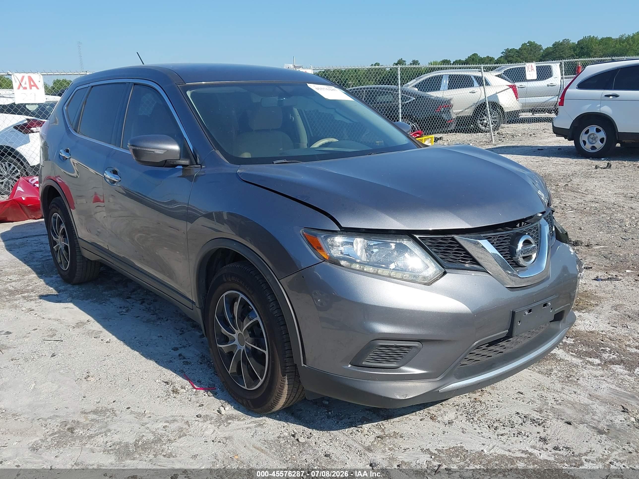 2015 Nissan Rogue S Gray vin: KNMAT2MT0FP505290
