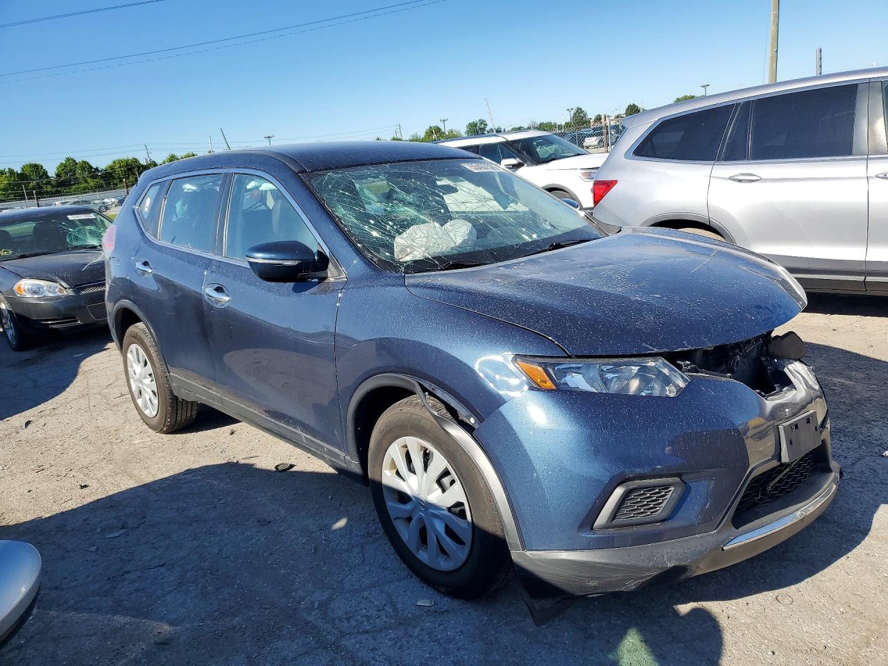 2015 Nissan Rogue S Синий vin: KNMAT2MT0FP550018