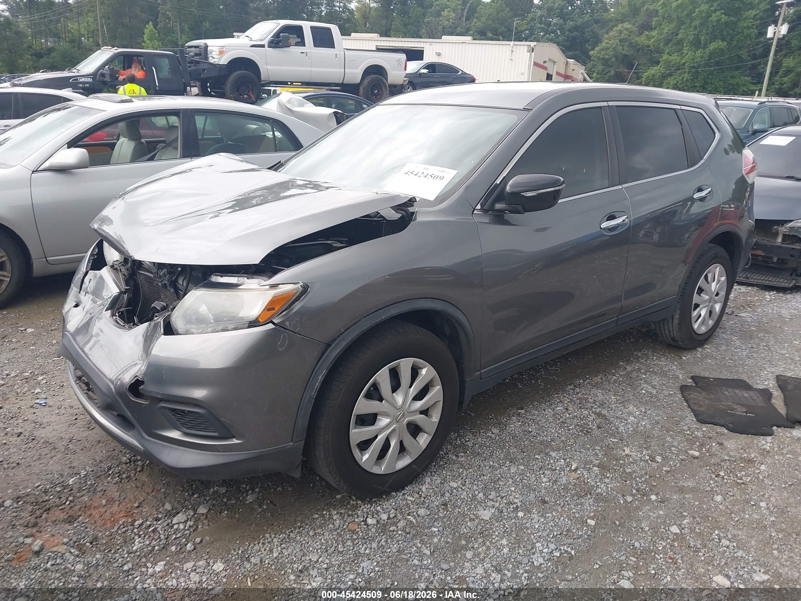 2015 Nissan Rogue S Gray vin: KNMAT2MT0FP558071