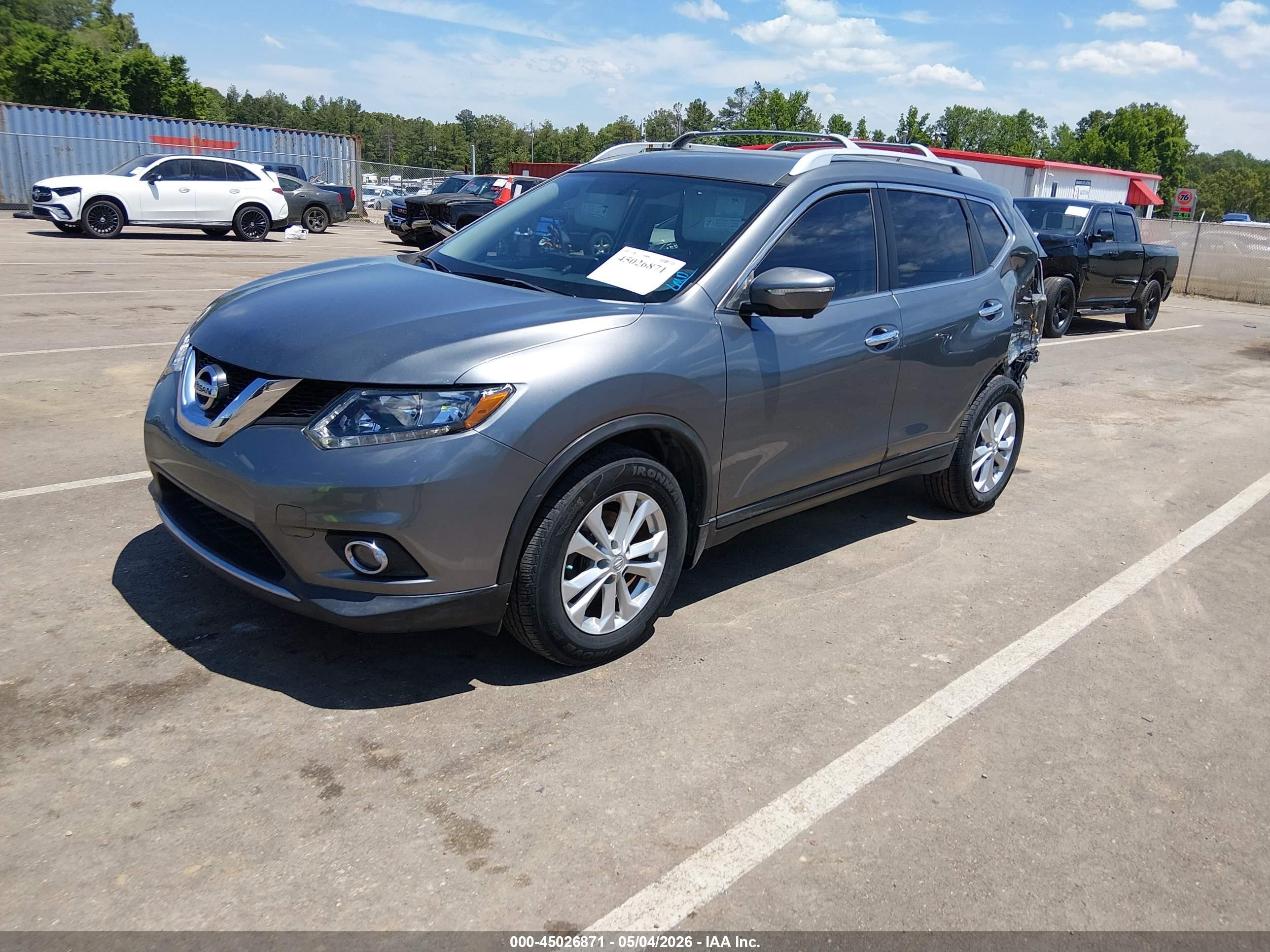 2015 Nissan Rogue Sv Gray vin: KNMAT2MT0FP575372