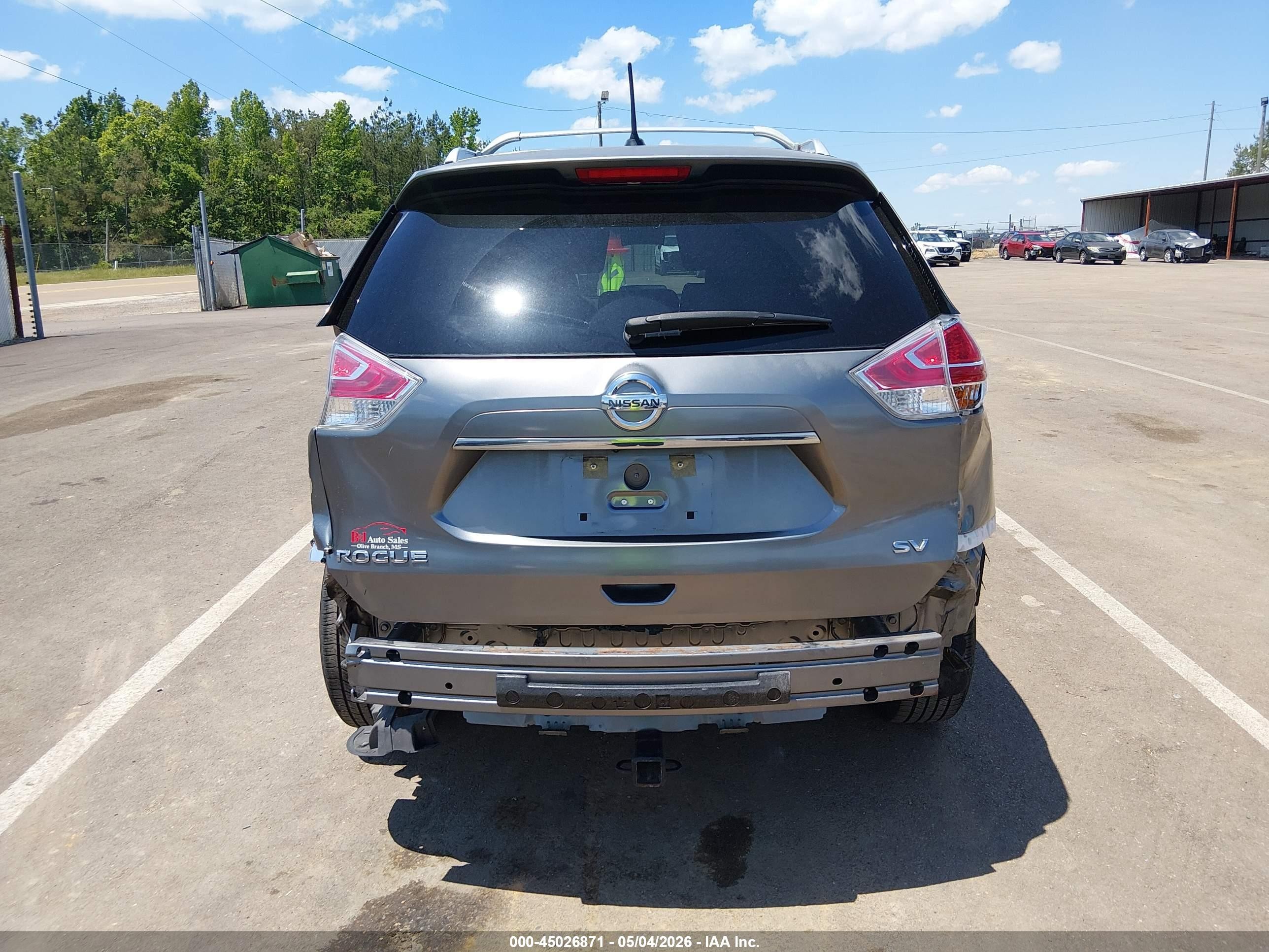 2015 Nissan Rogue Sv Gray vin: KNMAT2MT0FP575372
