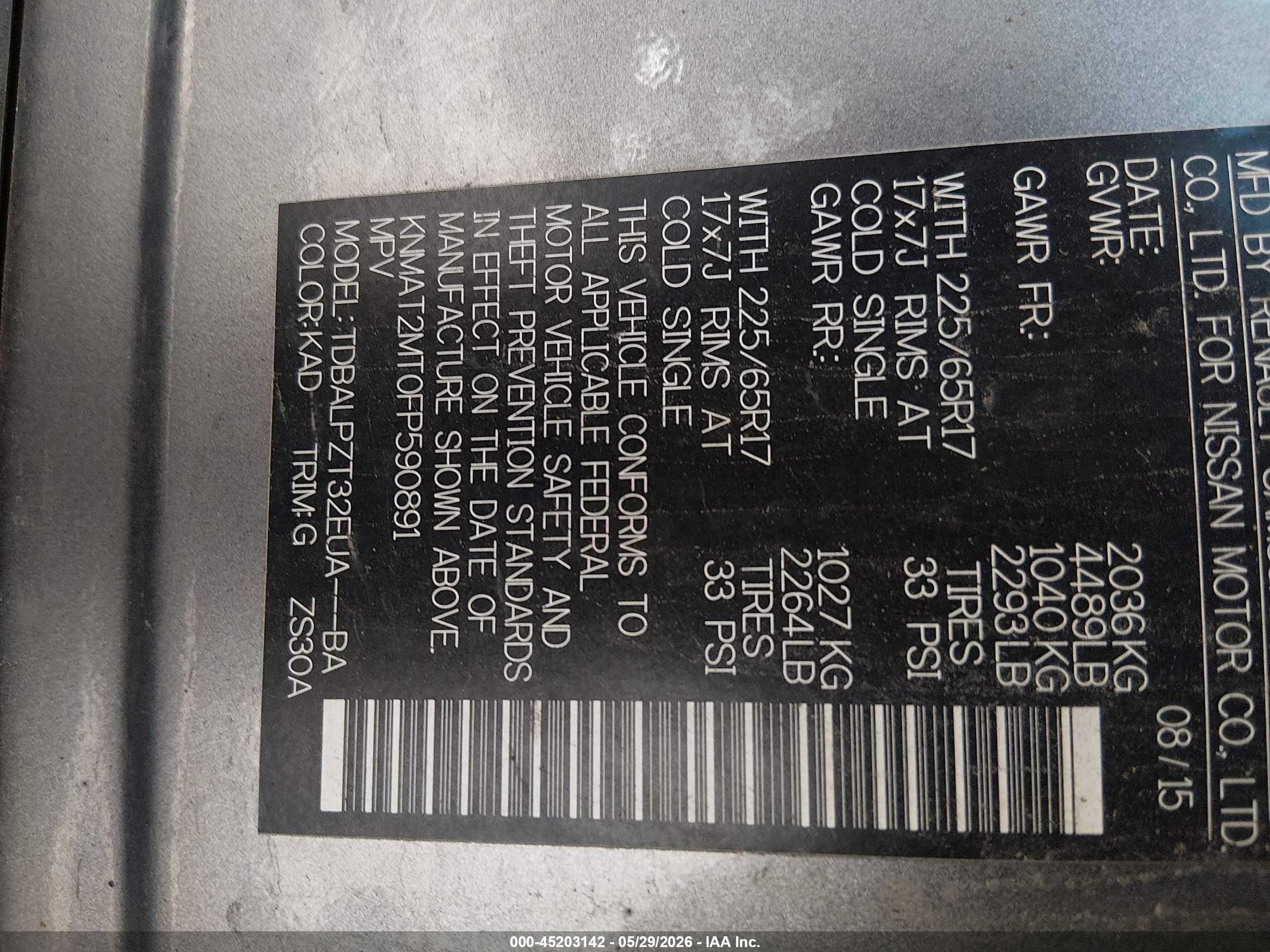 2015 Nissan Rogue S Gray vin: KNMAT2MT0FP590891