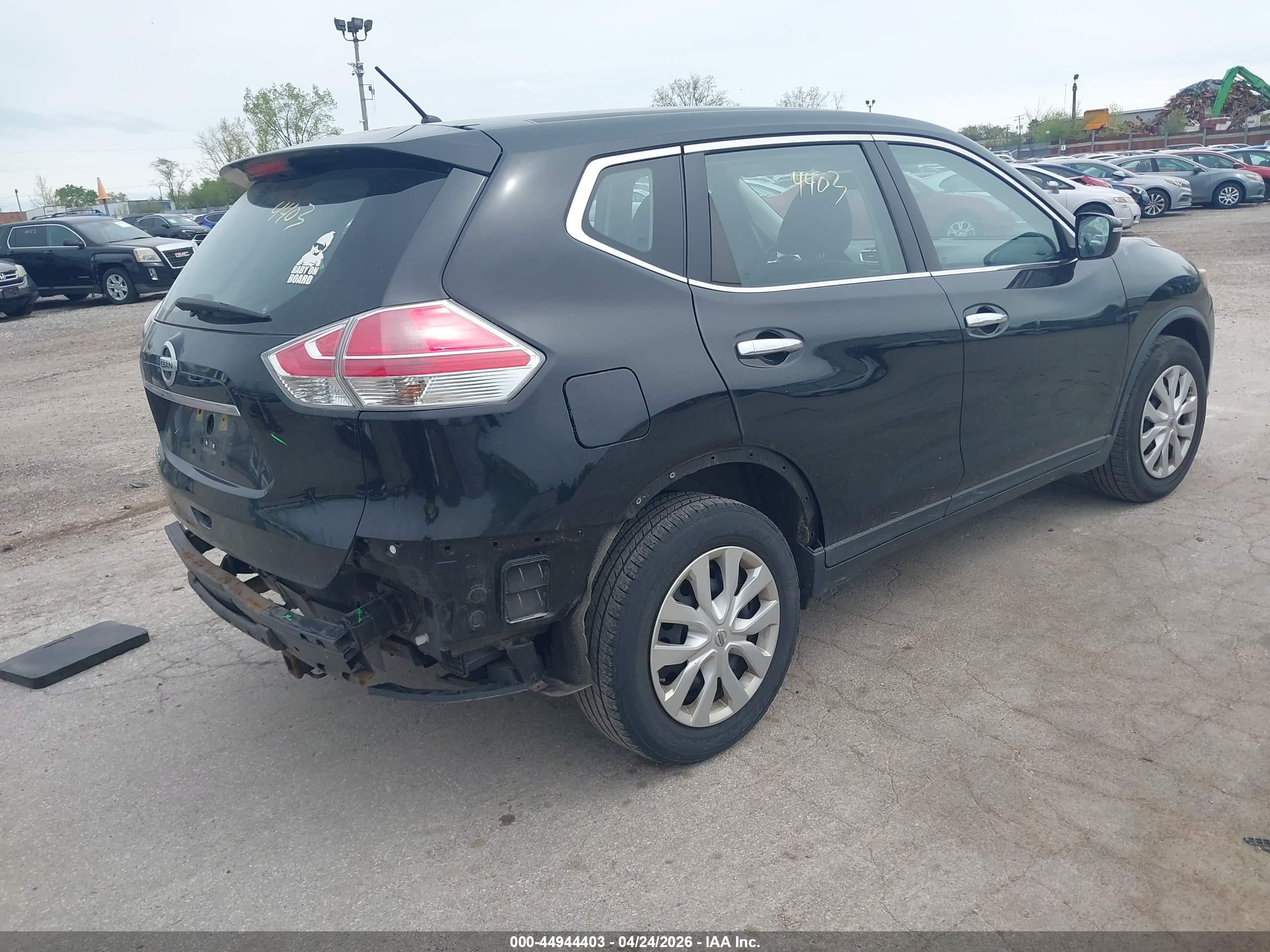 2015 Nissan Rogue S Black vin: KNMAT2MT1FP500244