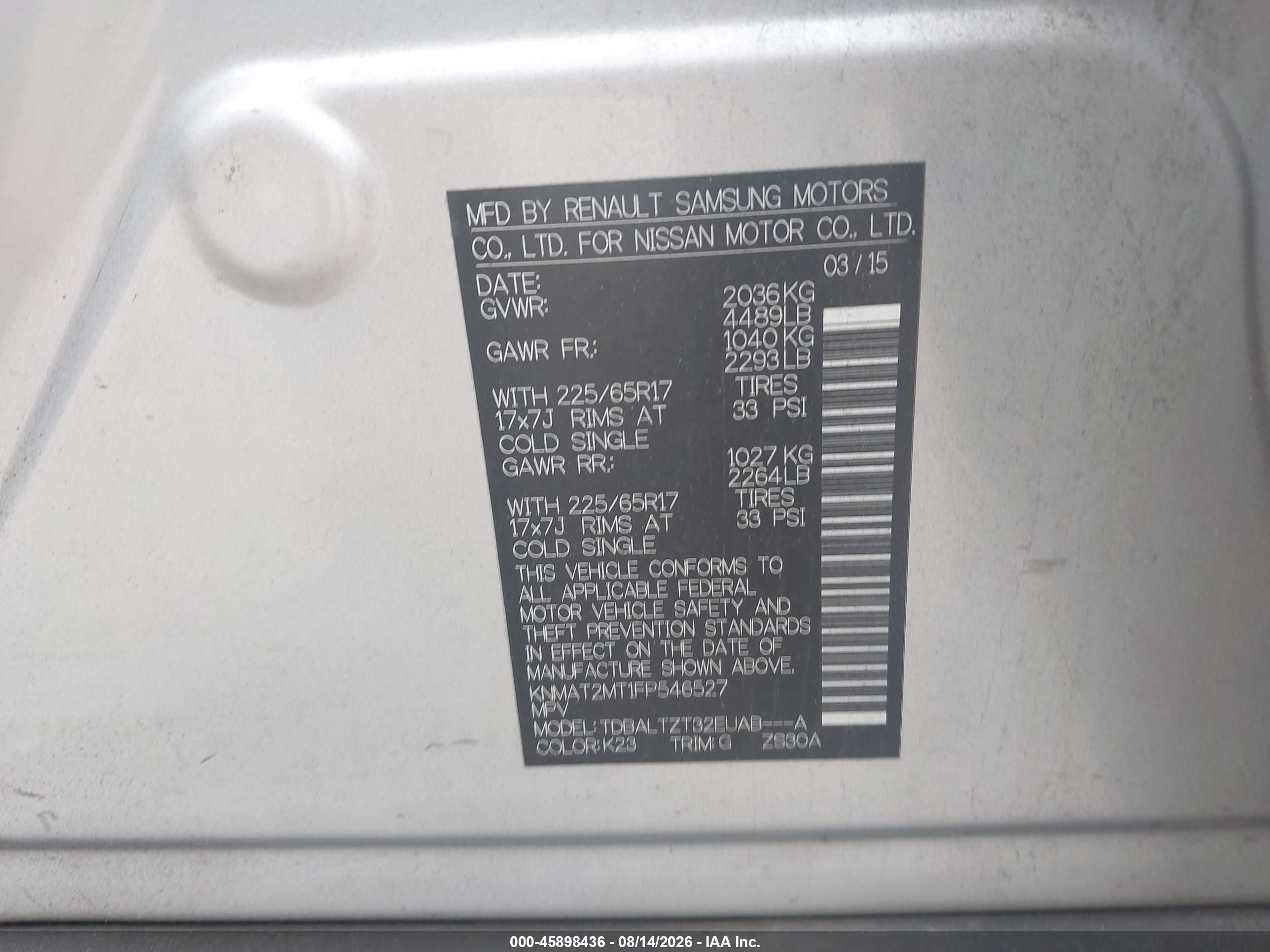 2015 Nissan Rogue Sv Silver vin: KNMAT2MT1FP546527