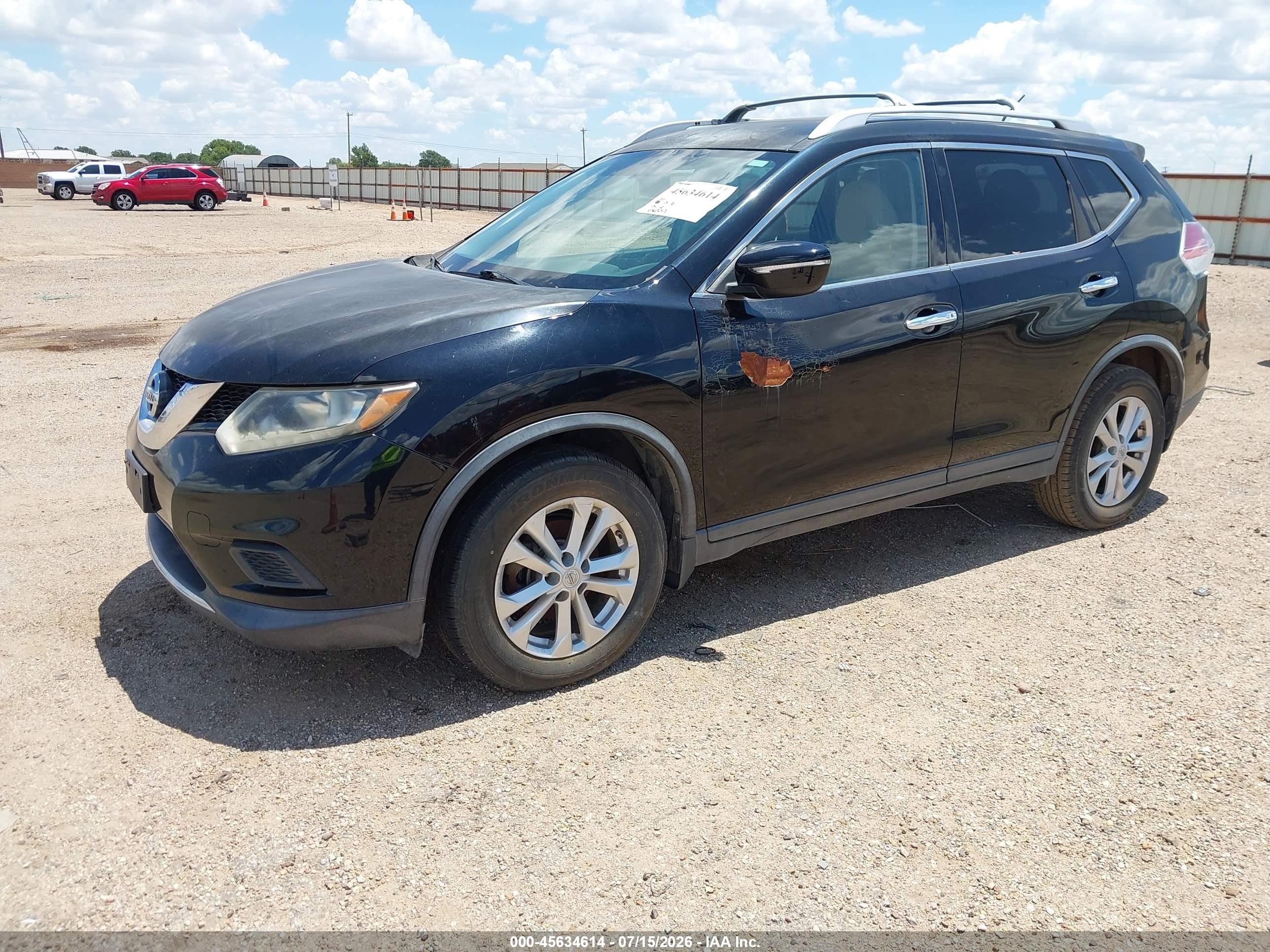 2015 Nissan Rogue Sv Черный vin: KNMAT2MT1FP548617