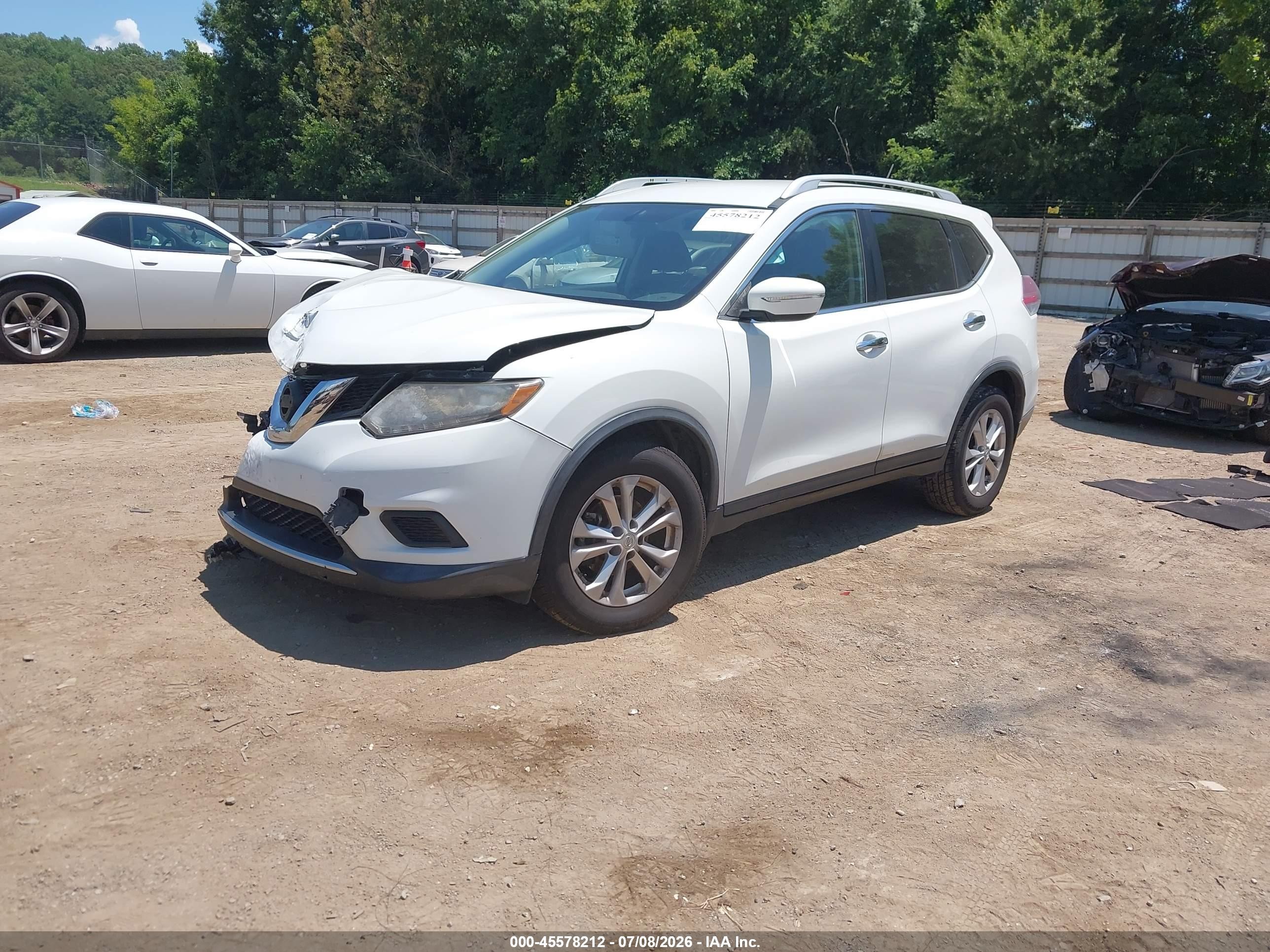 2015 Nissan Rogue Sv White vin: KNMAT2MT1FP571363