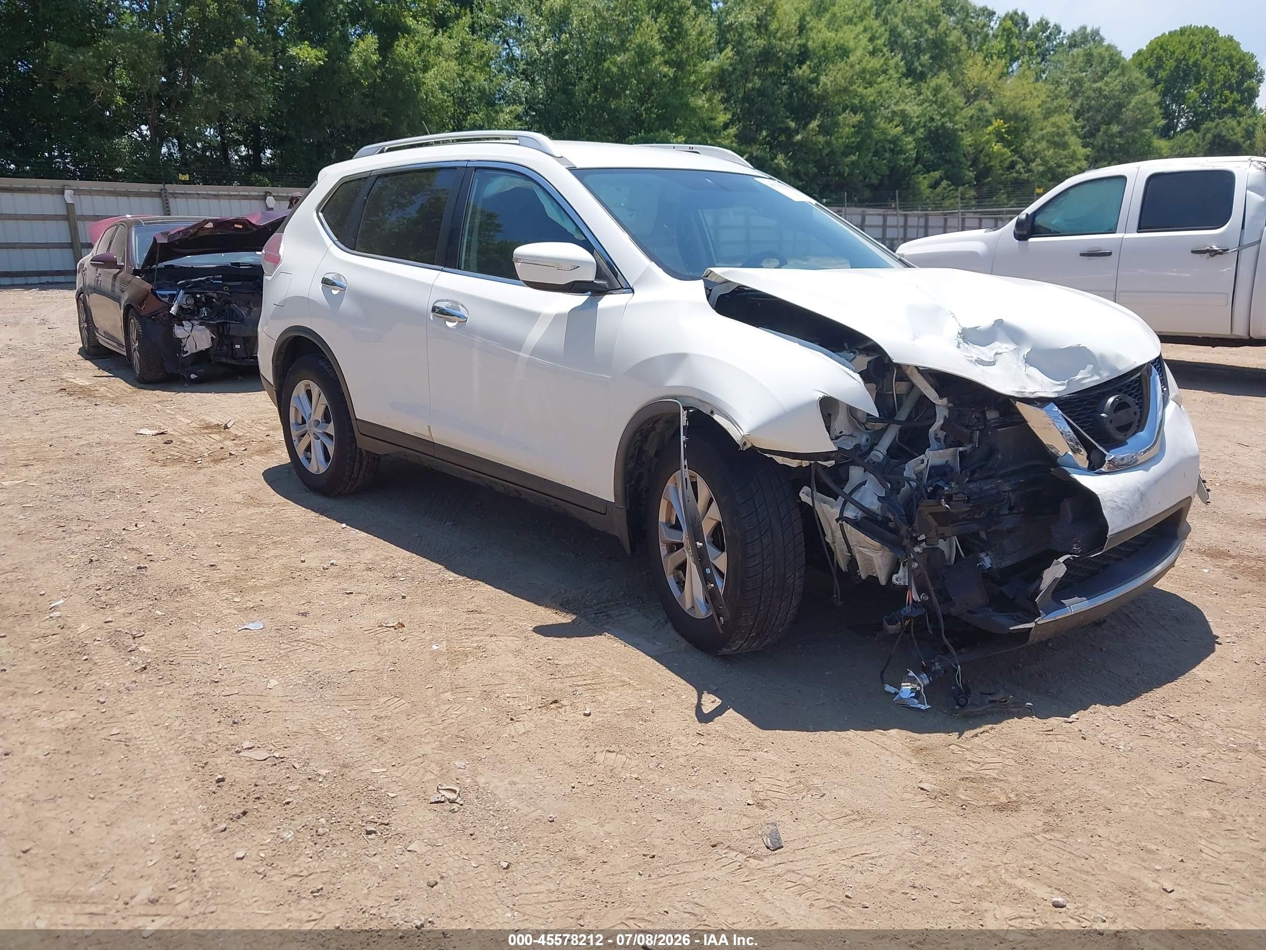 2015 Nissan Rogue Sv White vin: KNMAT2MT1FP571363