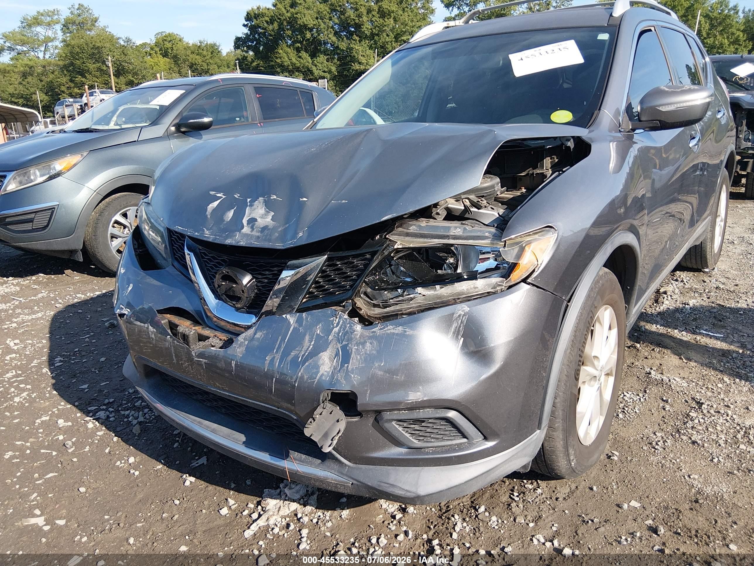 2015 Nissan Rogue Sv Gray vin: KNMAT2MT1FP582430