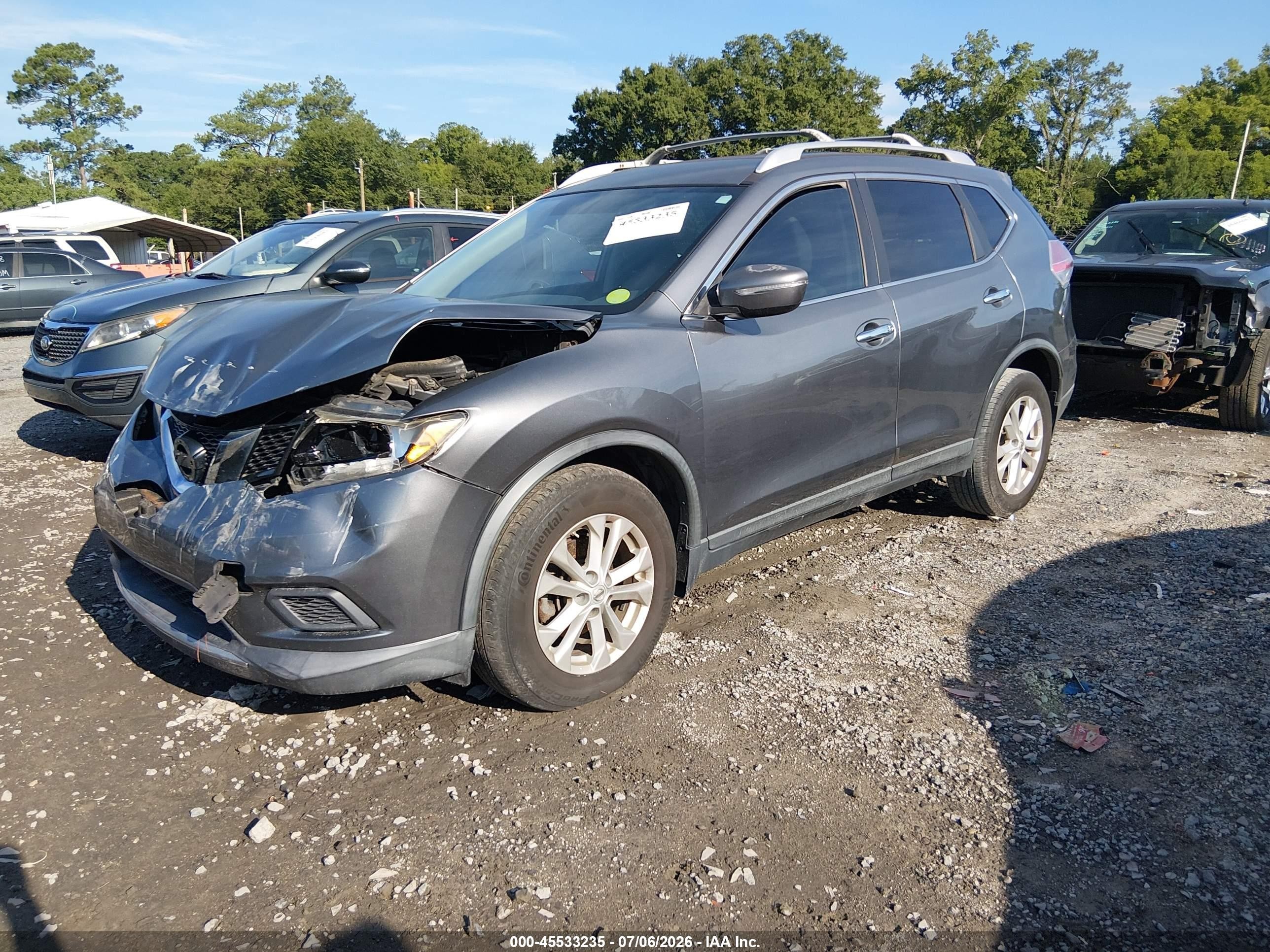 2015 Nissan Rogue Sv Gray vin: KNMAT2MT1FP582430