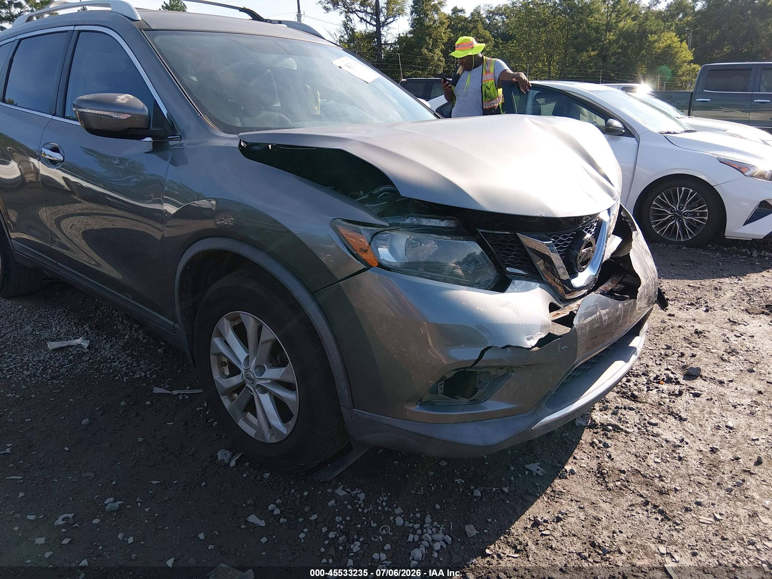 2015 Nissan Rogue Sv Gray vin: KNMAT2MT1FP582430
