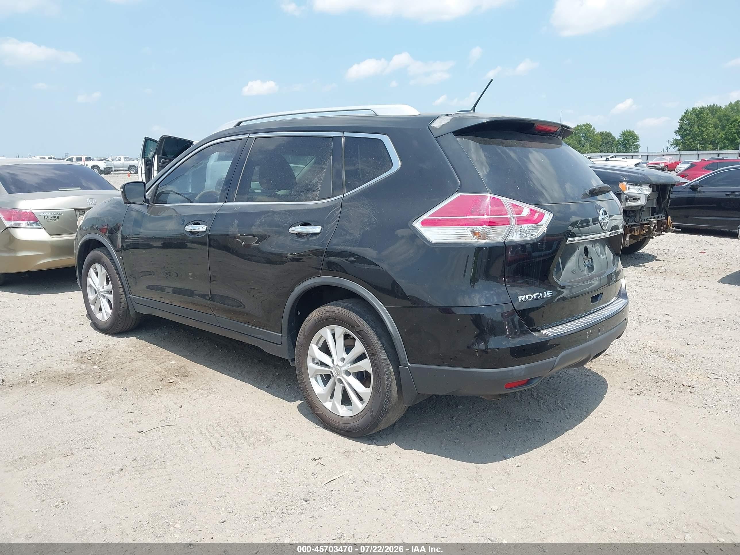 2015 Nissan Rogue Sv Черный vin: KNMAT2MT2FP524939