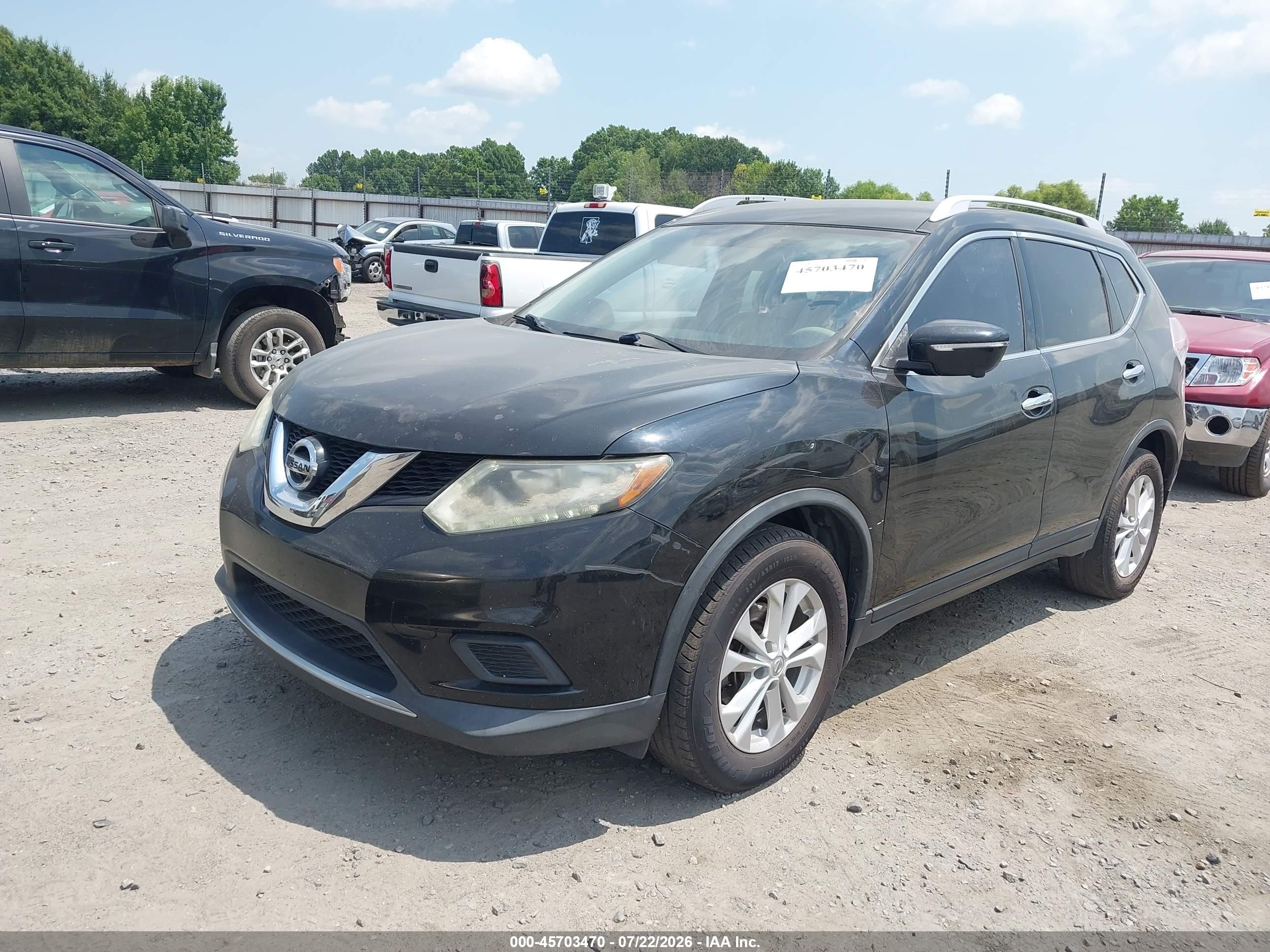2015 Nissan Rogue Sv Черный vin: KNMAT2MT2FP524939