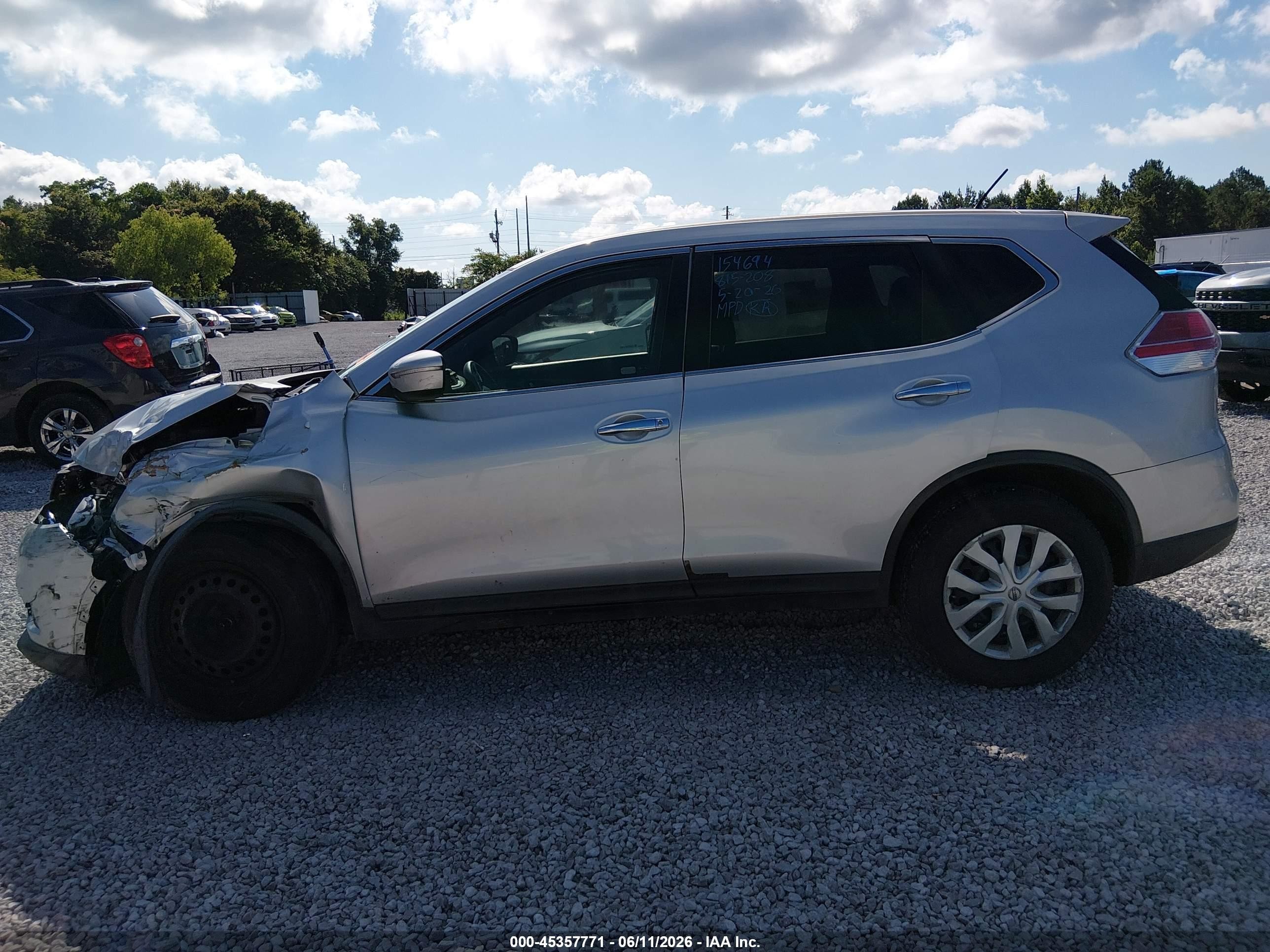 2015 Nissan Rogue S/sl/sv Silver vin: KNMAT2MT2FP541742