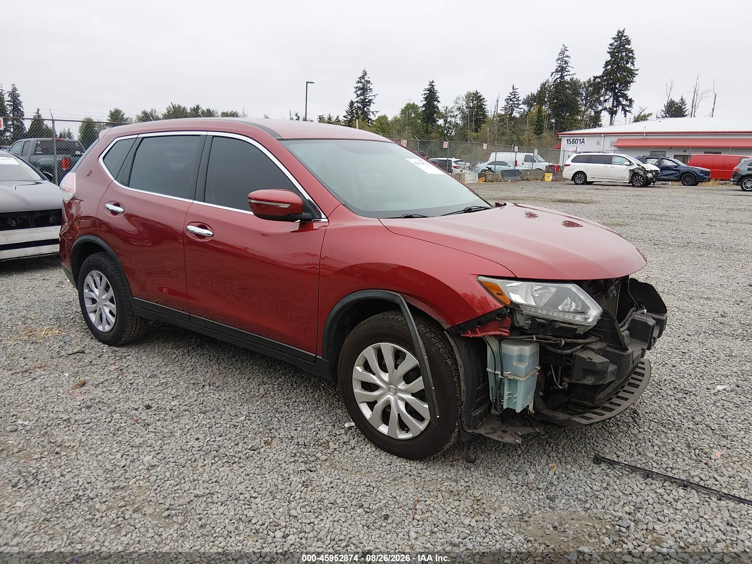 2015 Nissan Rogue S/sl/sv Red vin: KNMAT2MT2FP553308