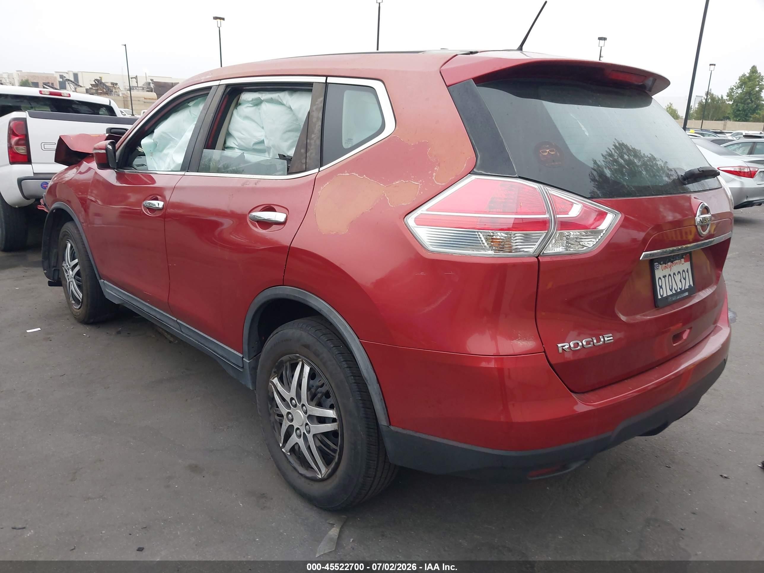 2015 Nissan Rogue S Red vin: KNMAT2MT2FP555236