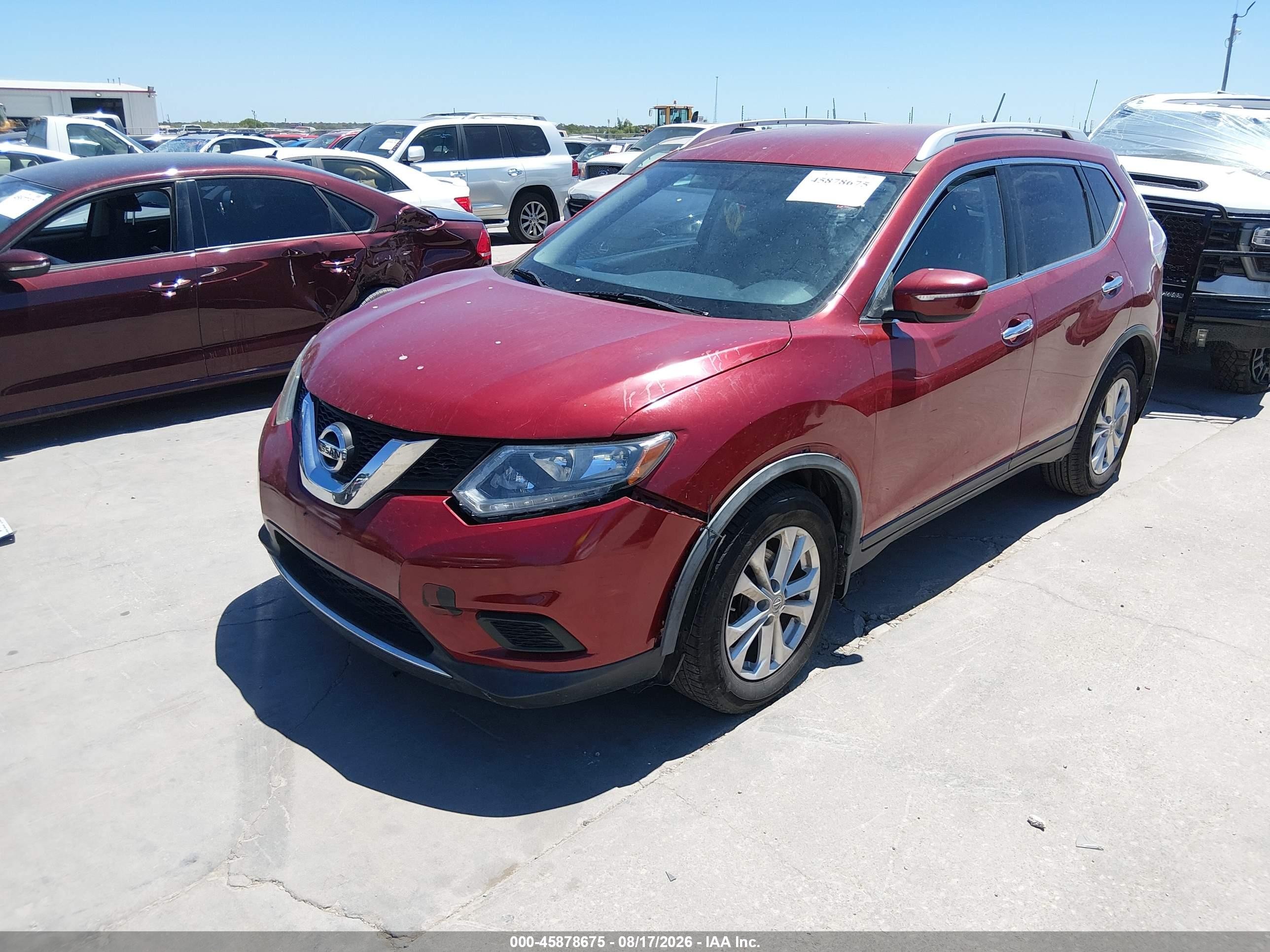2015 Nissan Rogue Sv Темно-бордовый vin: KNMAT2MT2FP561599