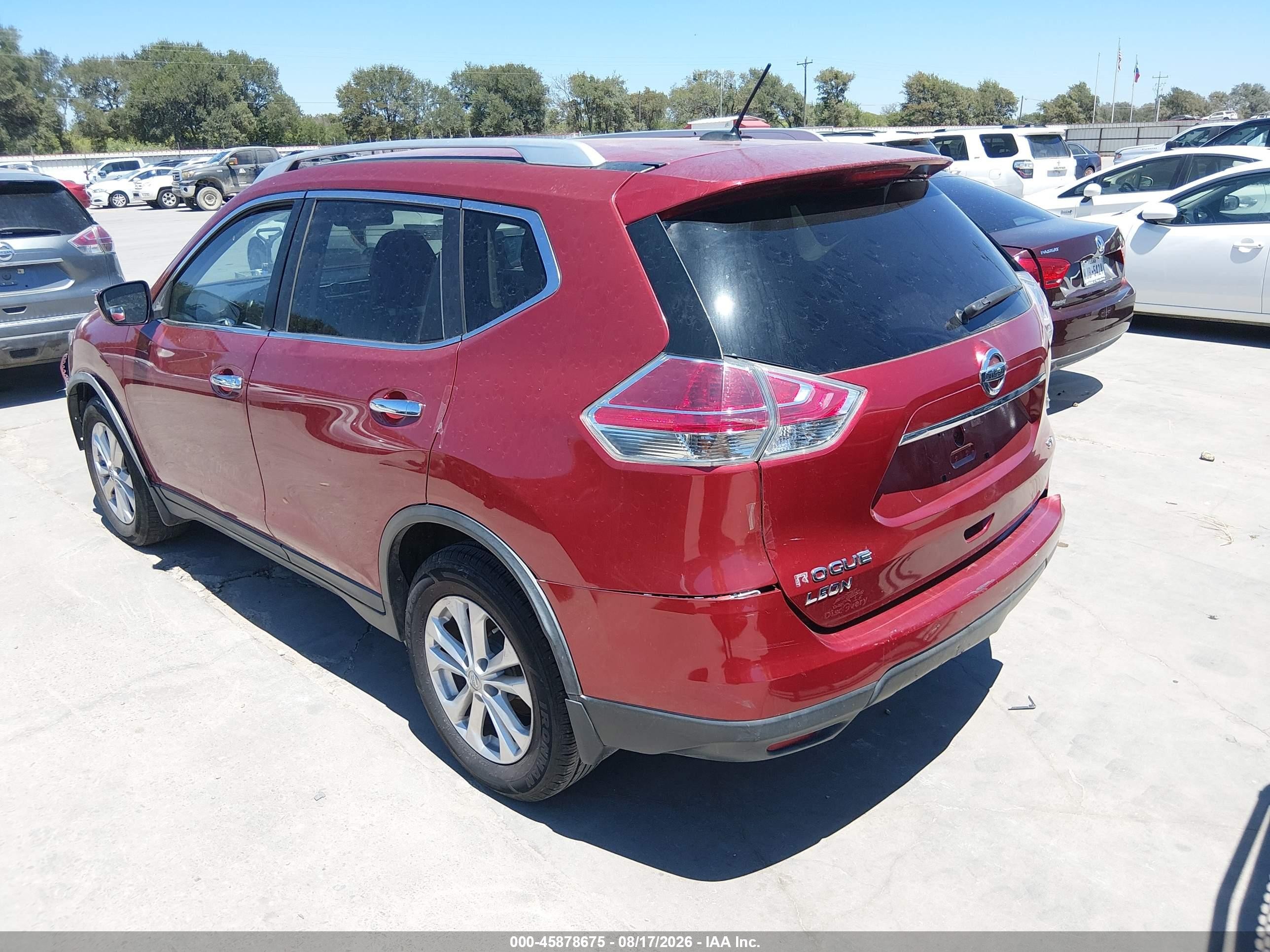 2015 Nissan Rogue Sv Темно-бордовый vin: KNMAT2MT2FP561599