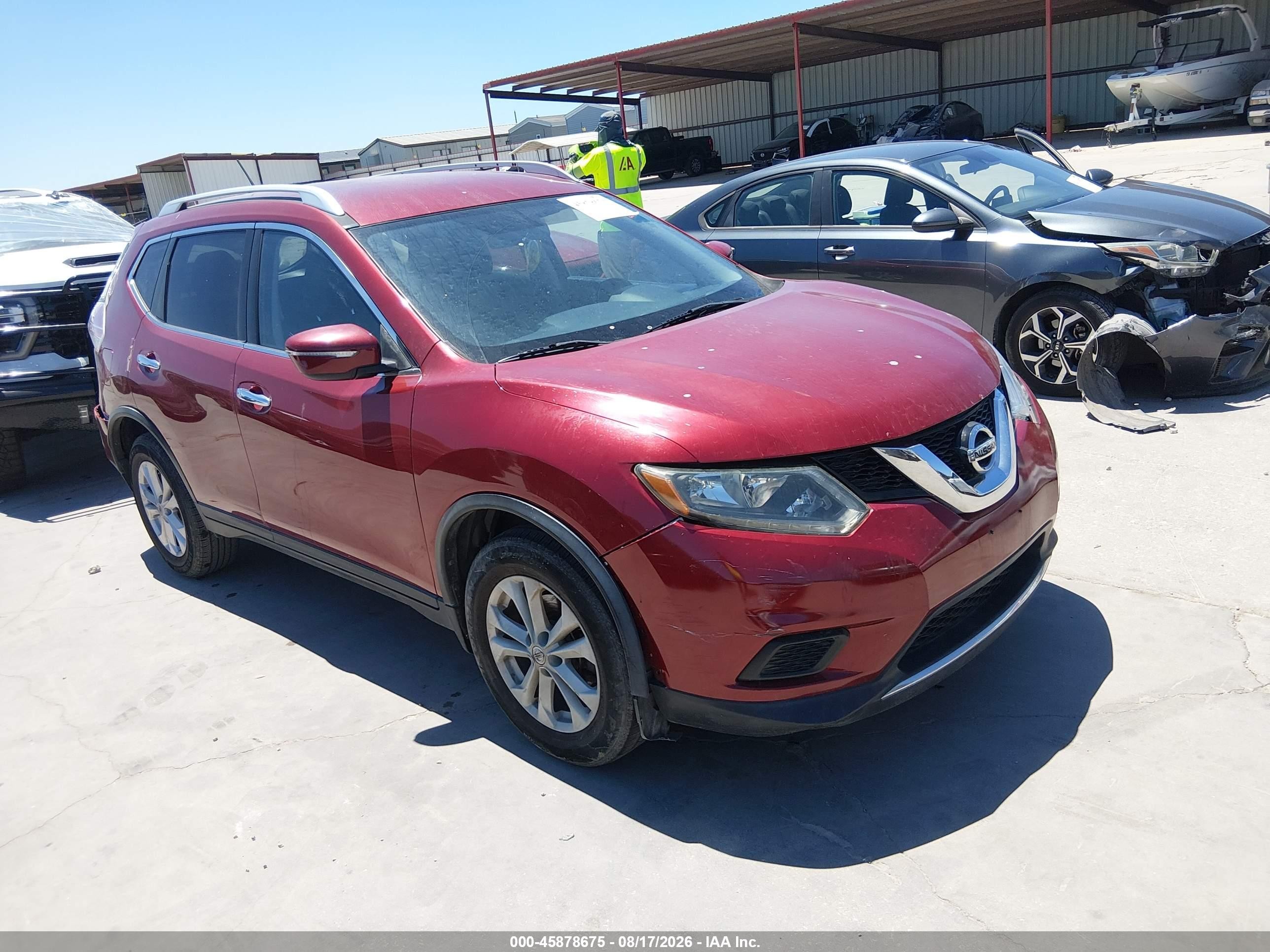2015 Nissan Rogue Sv Maroon vin: KNMAT2MT2FP561599