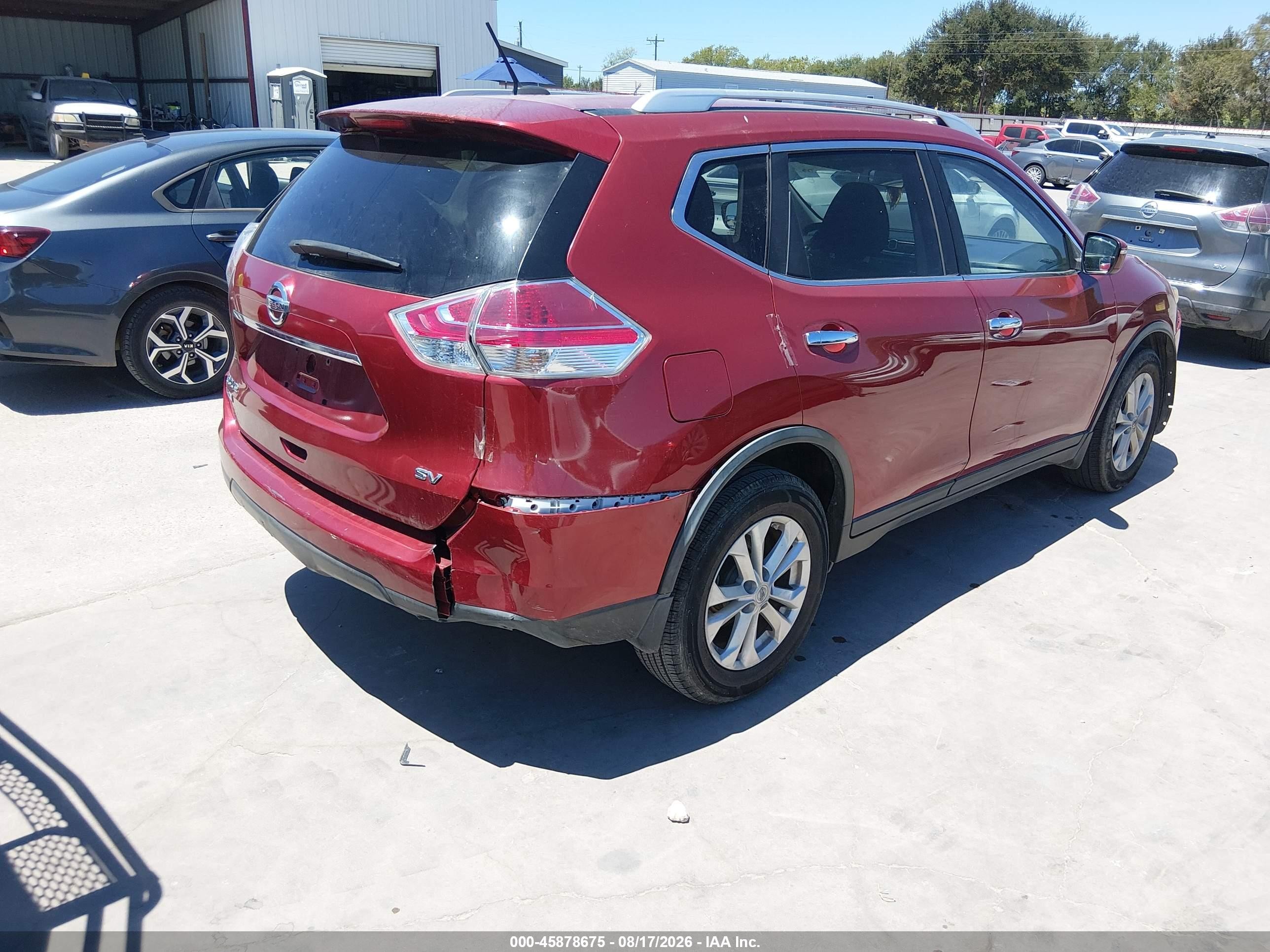 2015 Nissan Rogue Sv Темно-бордовый vin: KNMAT2MT2FP561599