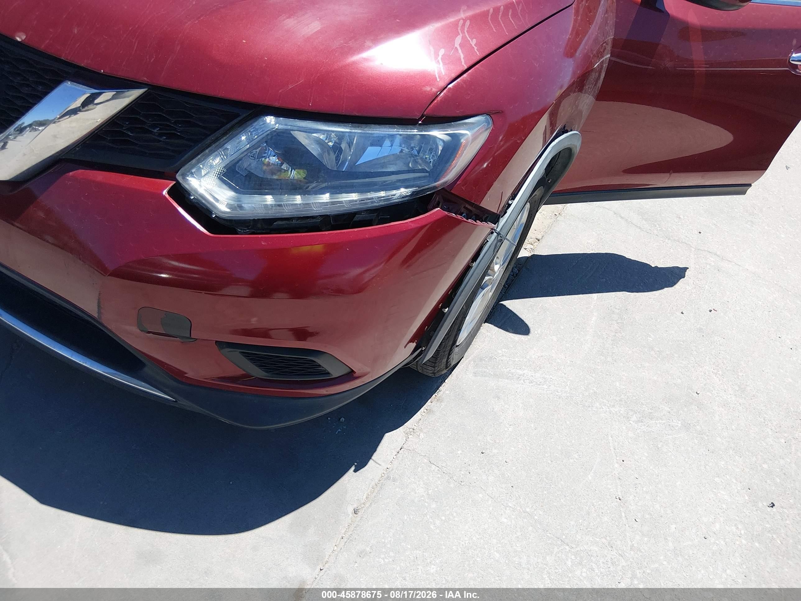 2015 Nissan Rogue Sv Темно-бордовый vin: KNMAT2MT2FP561599