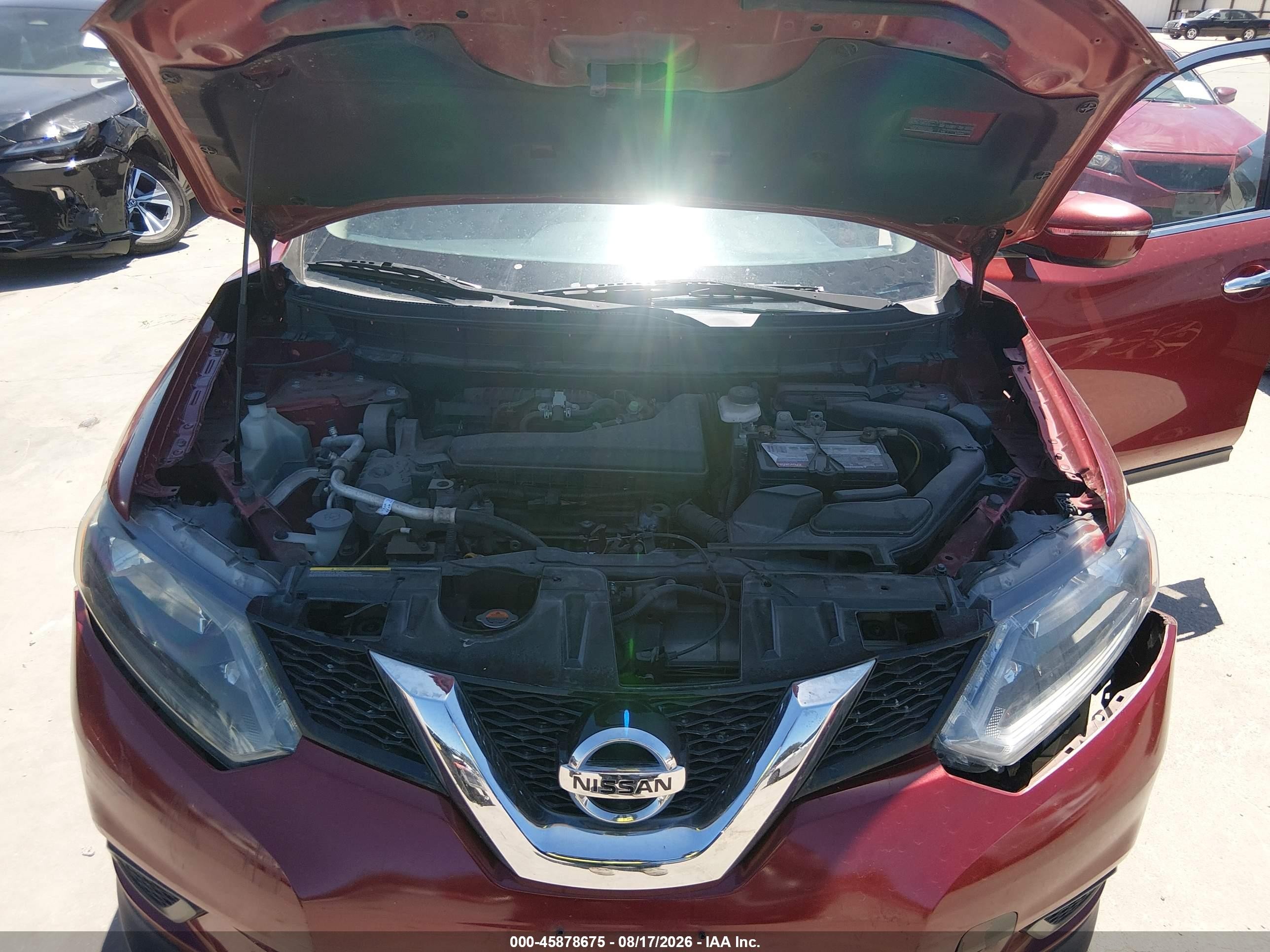 2015 Nissan Rogue Sv Темно-бордовый vin: KNMAT2MT2FP561599