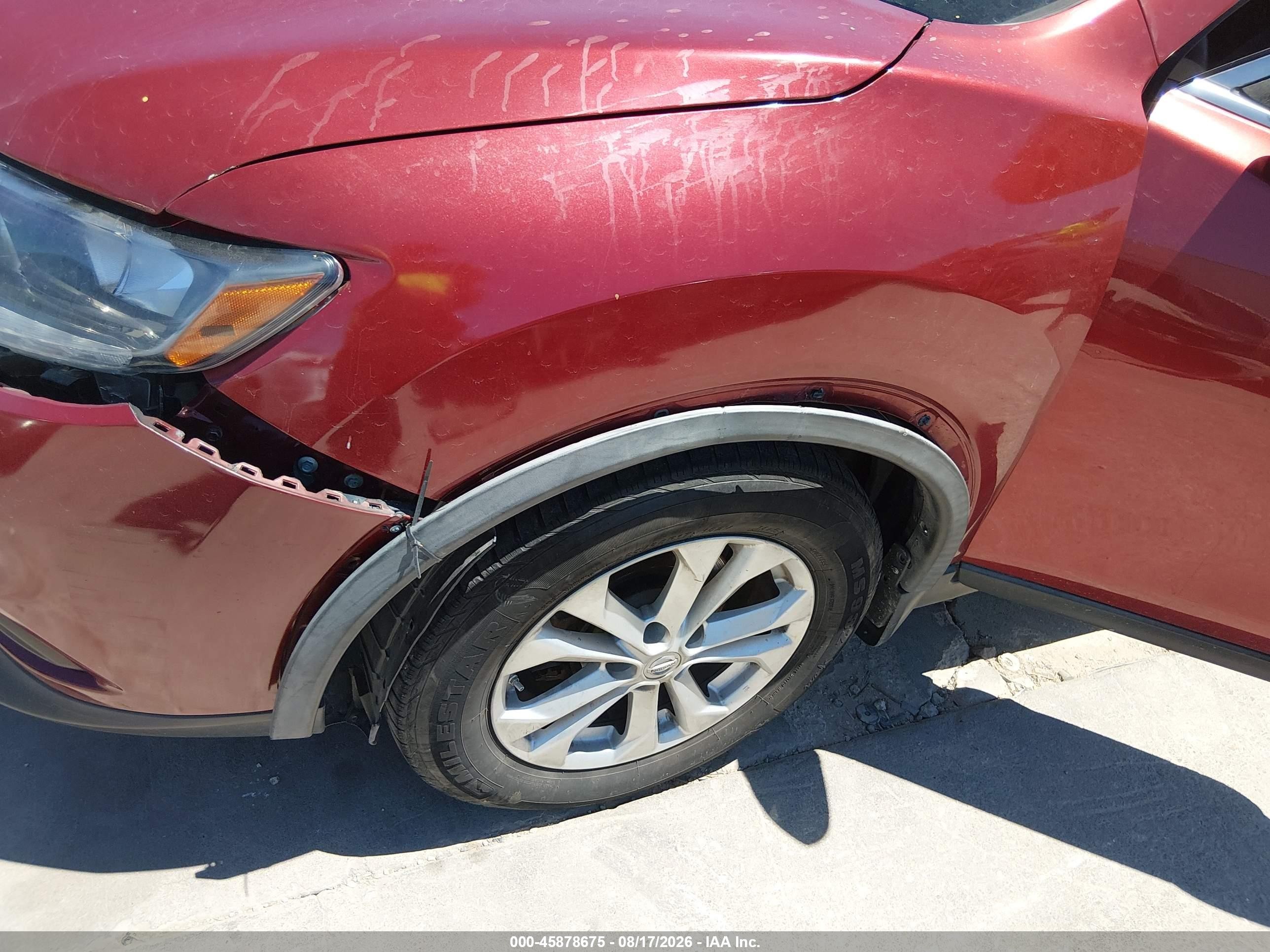 2015 Nissan Rogue Sv Темно-бордовый vin: KNMAT2MT2FP561599