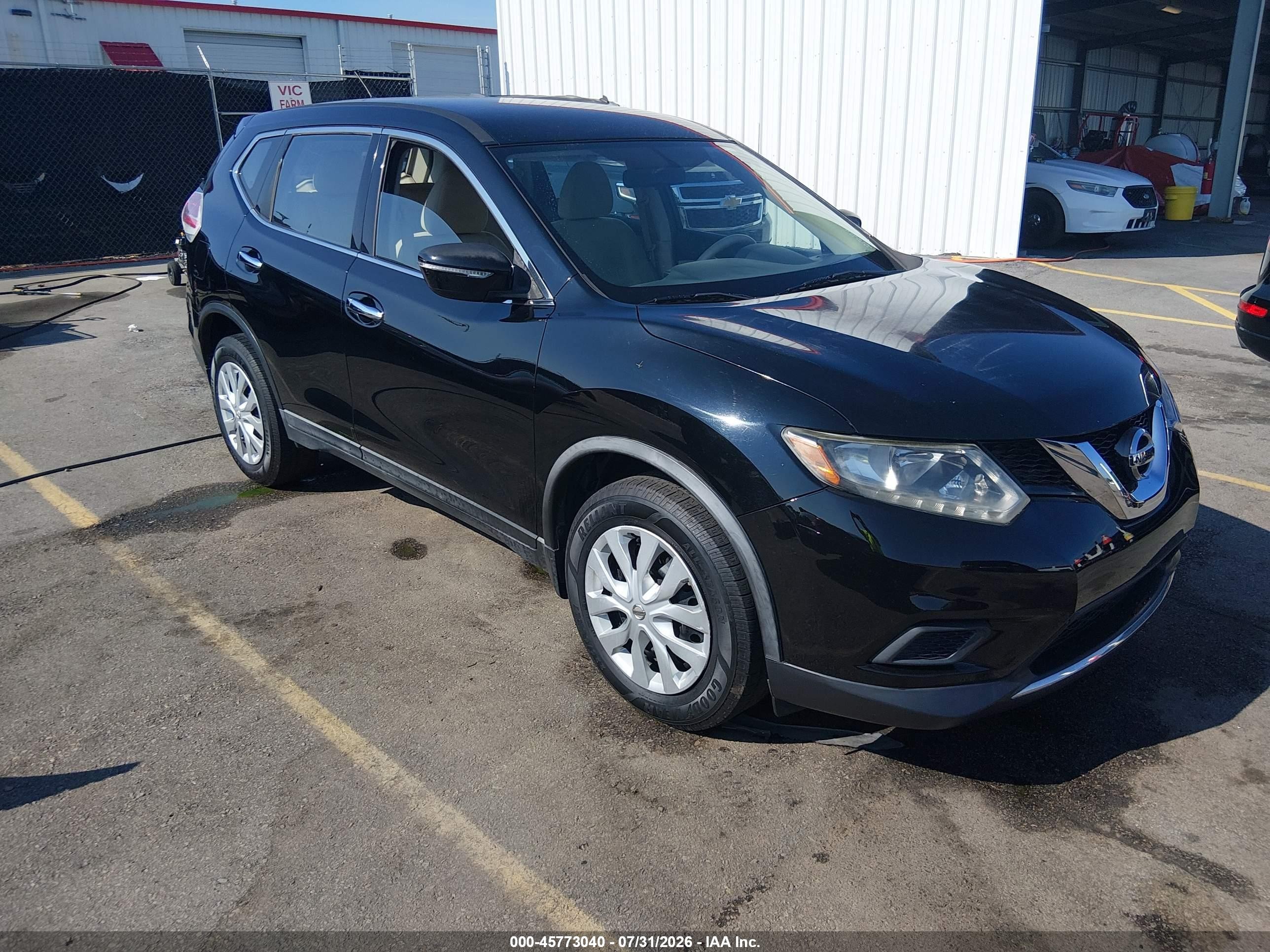 2015 Nissan Rogue S Черный vin: KNMAT2MT3FP510242