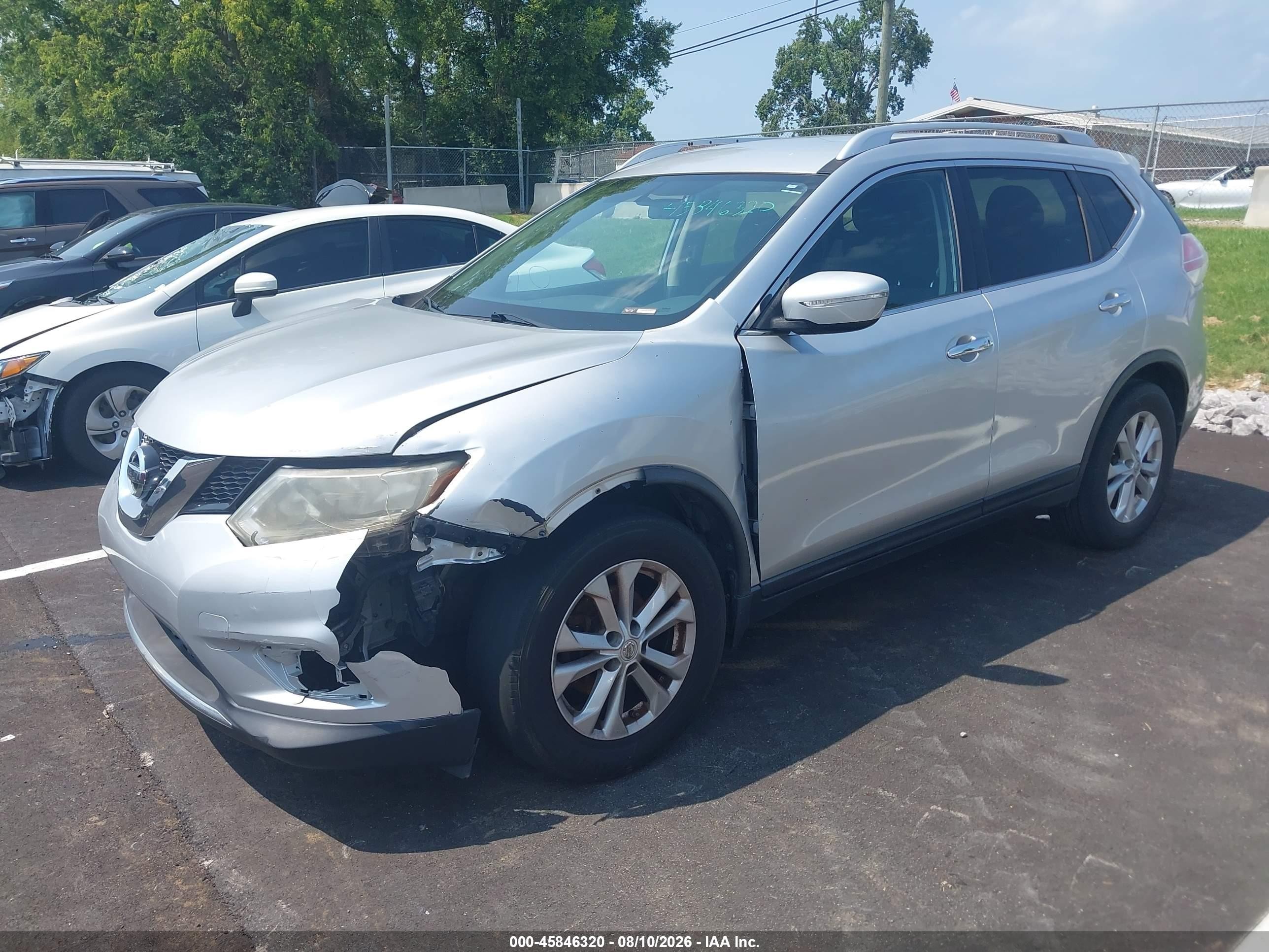 2015 Nissan Rogue Sv Серебряный vin: KNMAT2MT3FP517126