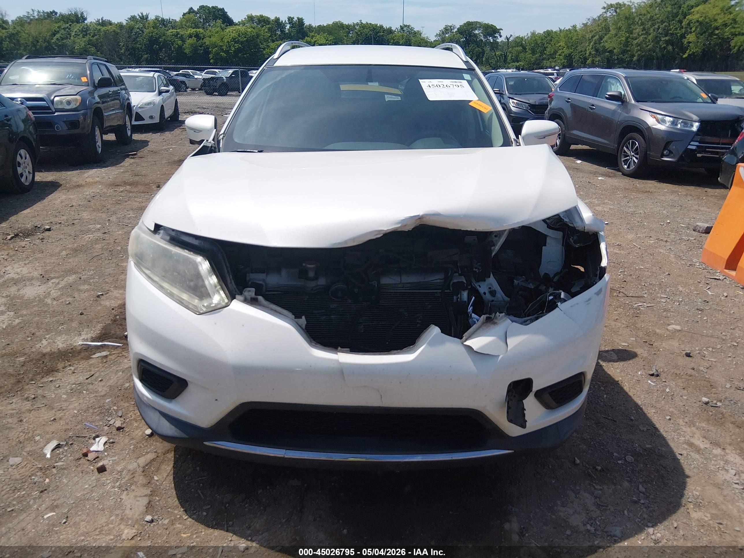 2015 Nissan Rogue Sv Белый vin: KNMAT2MT3FP543824