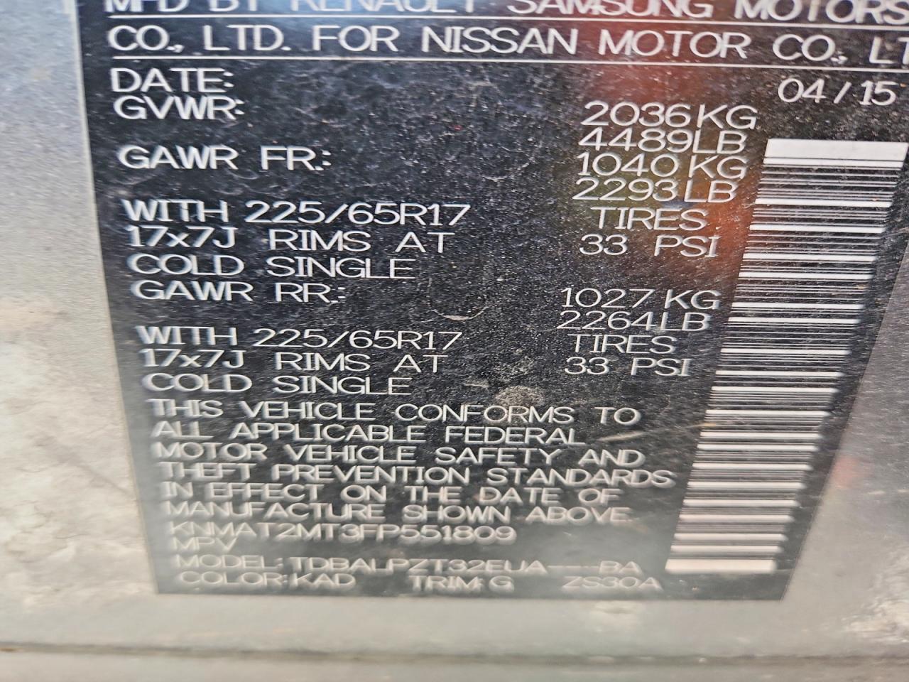 2015 Nissan Rogue S Gray vin: KNMAT2MT3FP551809