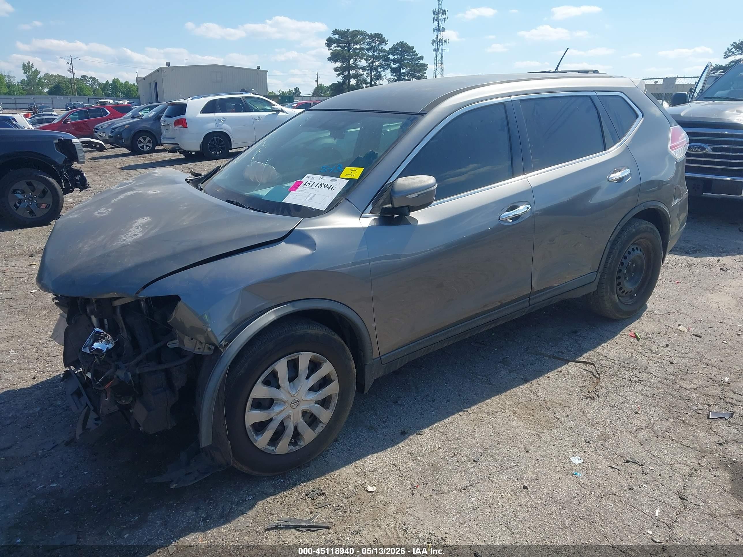 2015 Nissan Rogue S Gray vin: KNMAT2MT3FP557819