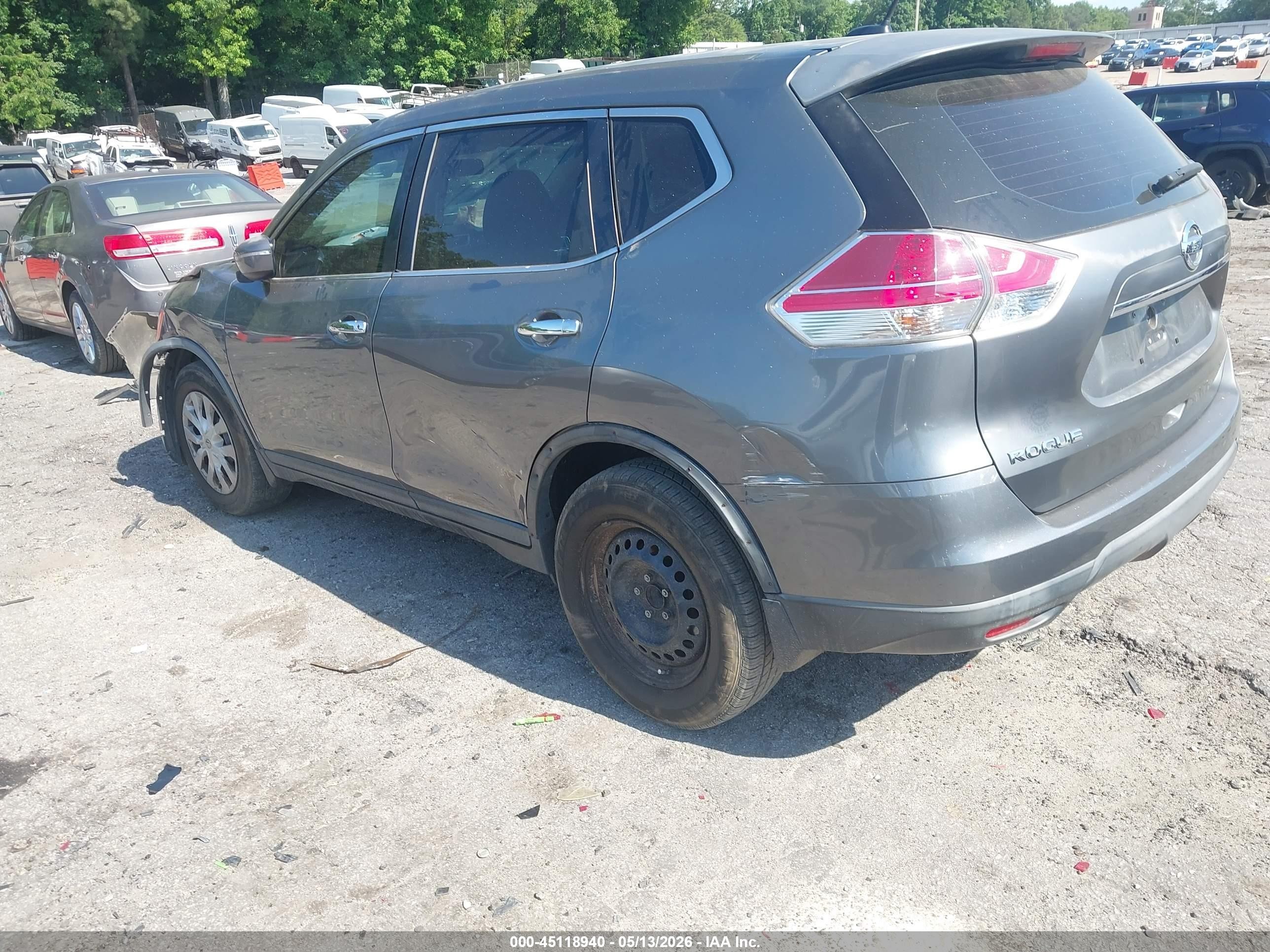 2015 Nissan Rogue S Gray vin: KNMAT2MT3FP557819