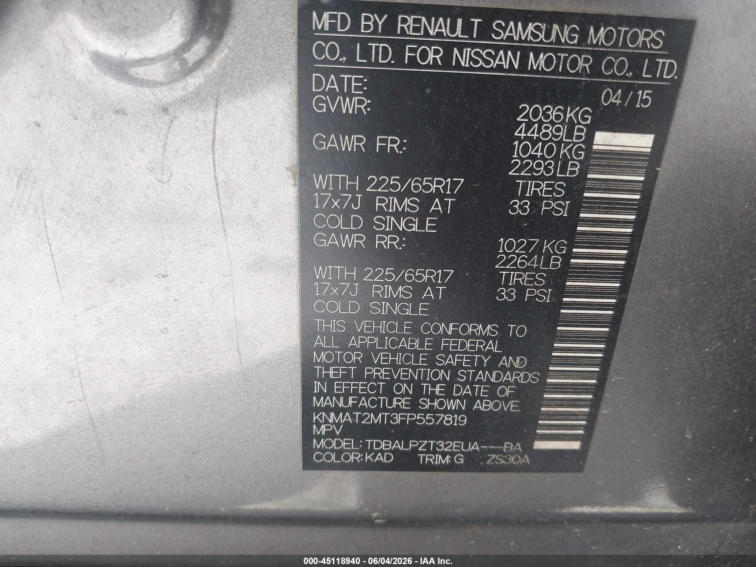 2015 Nissan Rogue S Gray vin: KNMAT2MT3FP557819