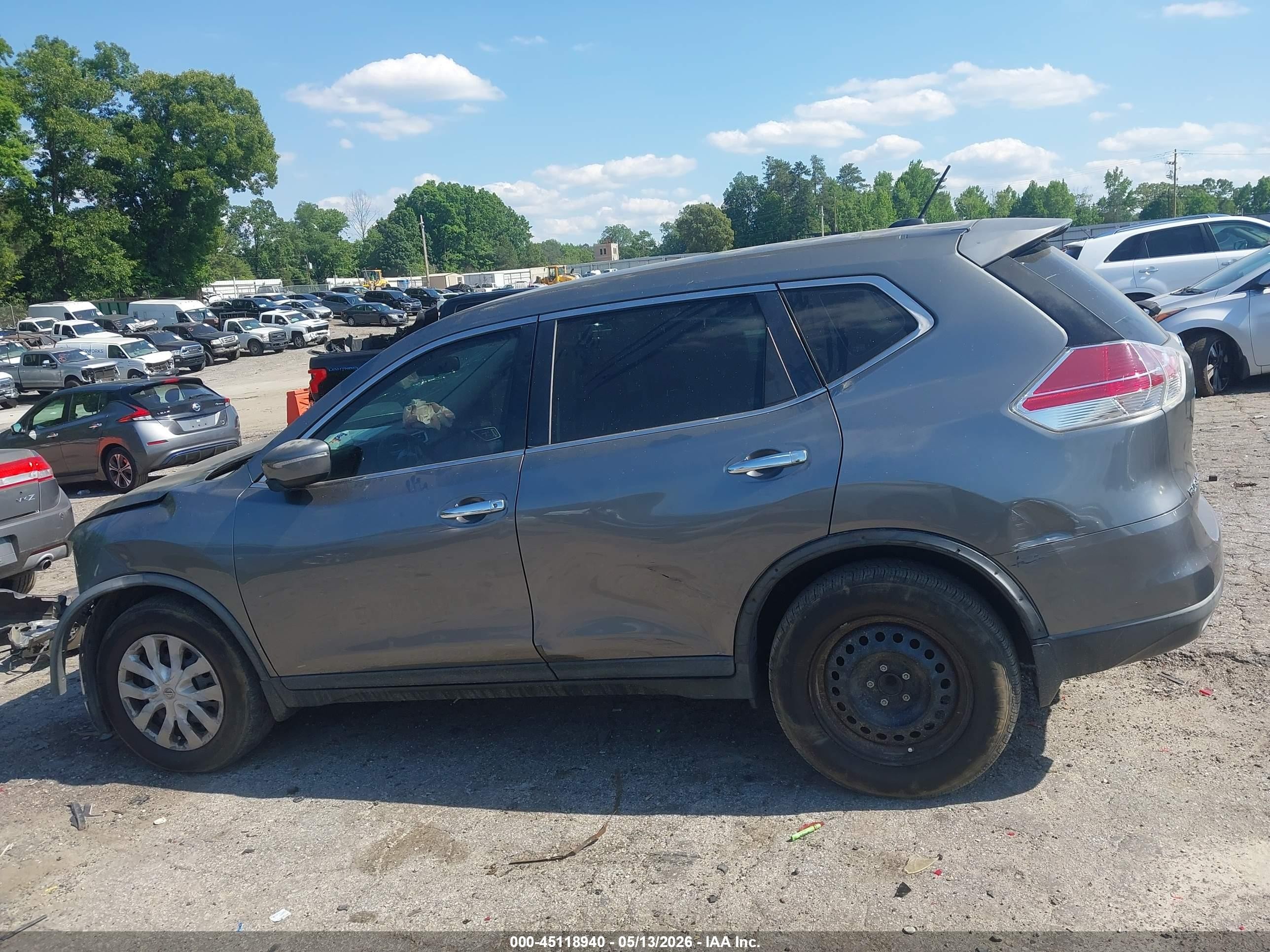 2015 Nissan Rogue S Gray vin: KNMAT2MT3FP557819
