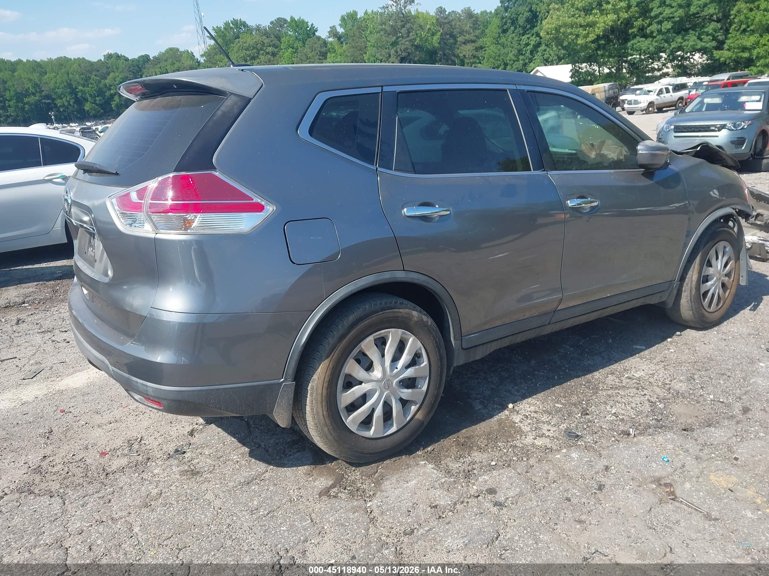 2015 Nissan Rogue S Gray vin: KNMAT2MT3FP557819