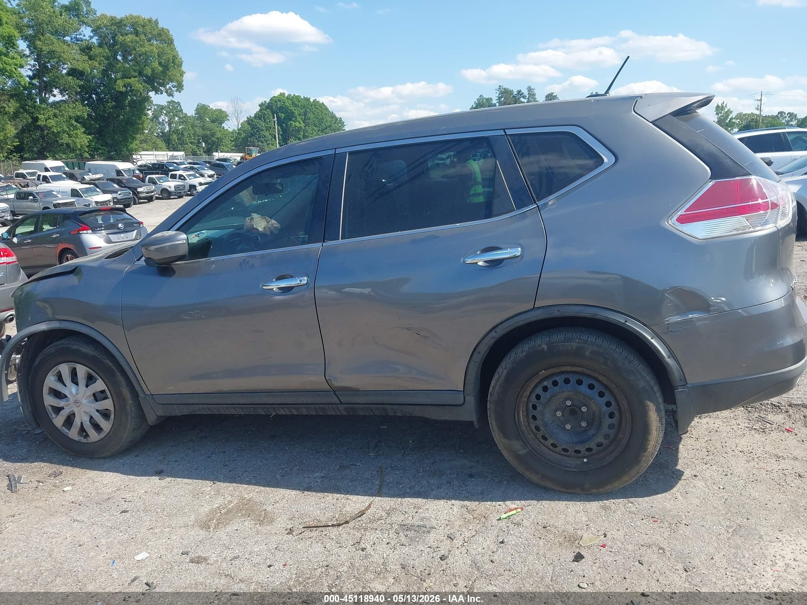 2015 Nissan Rogue S Gray vin: KNMAT2MT3FP557819