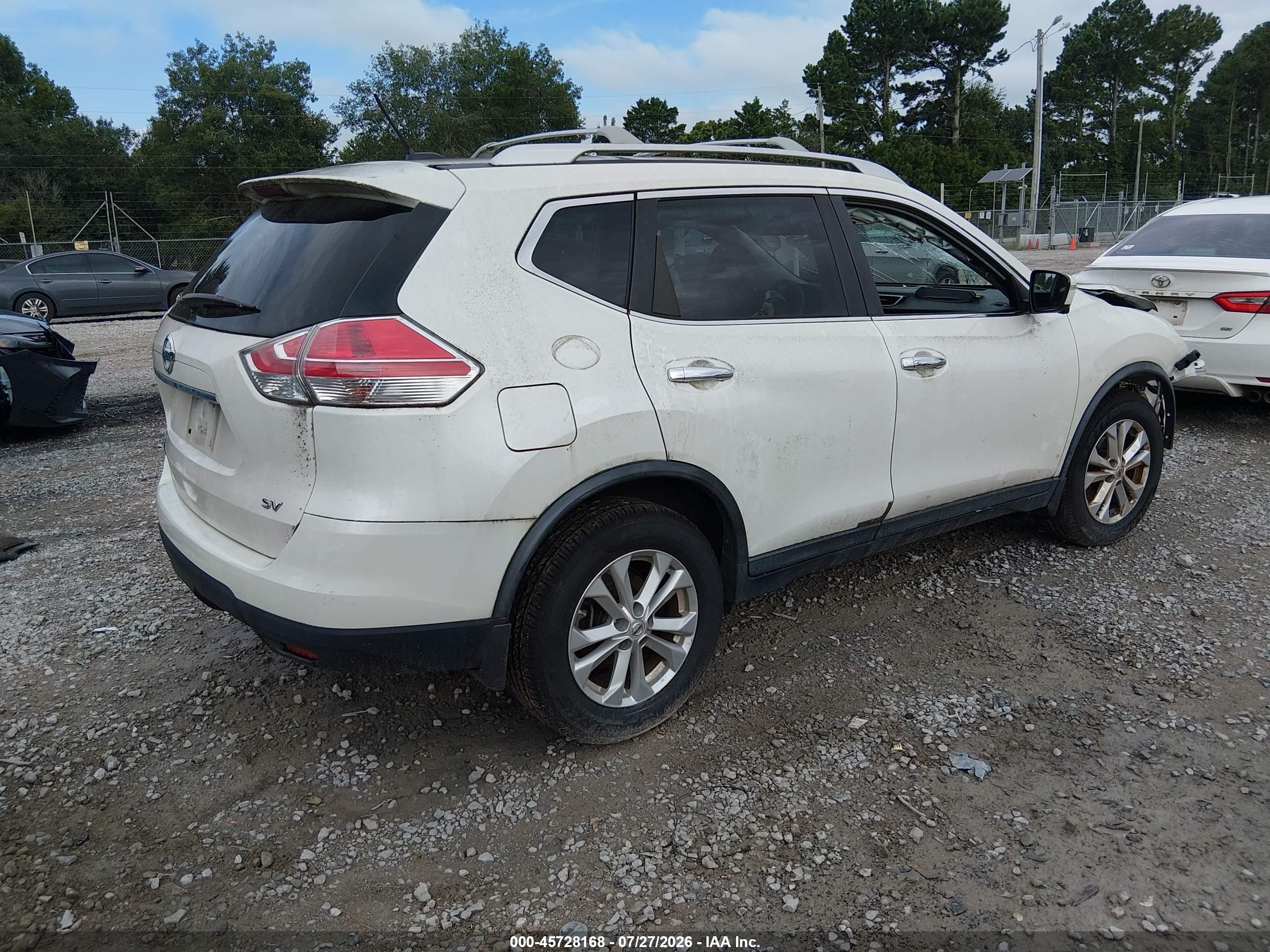 2015 Nissan Rogue Sv White vin: KNMAT2MT3FP558971