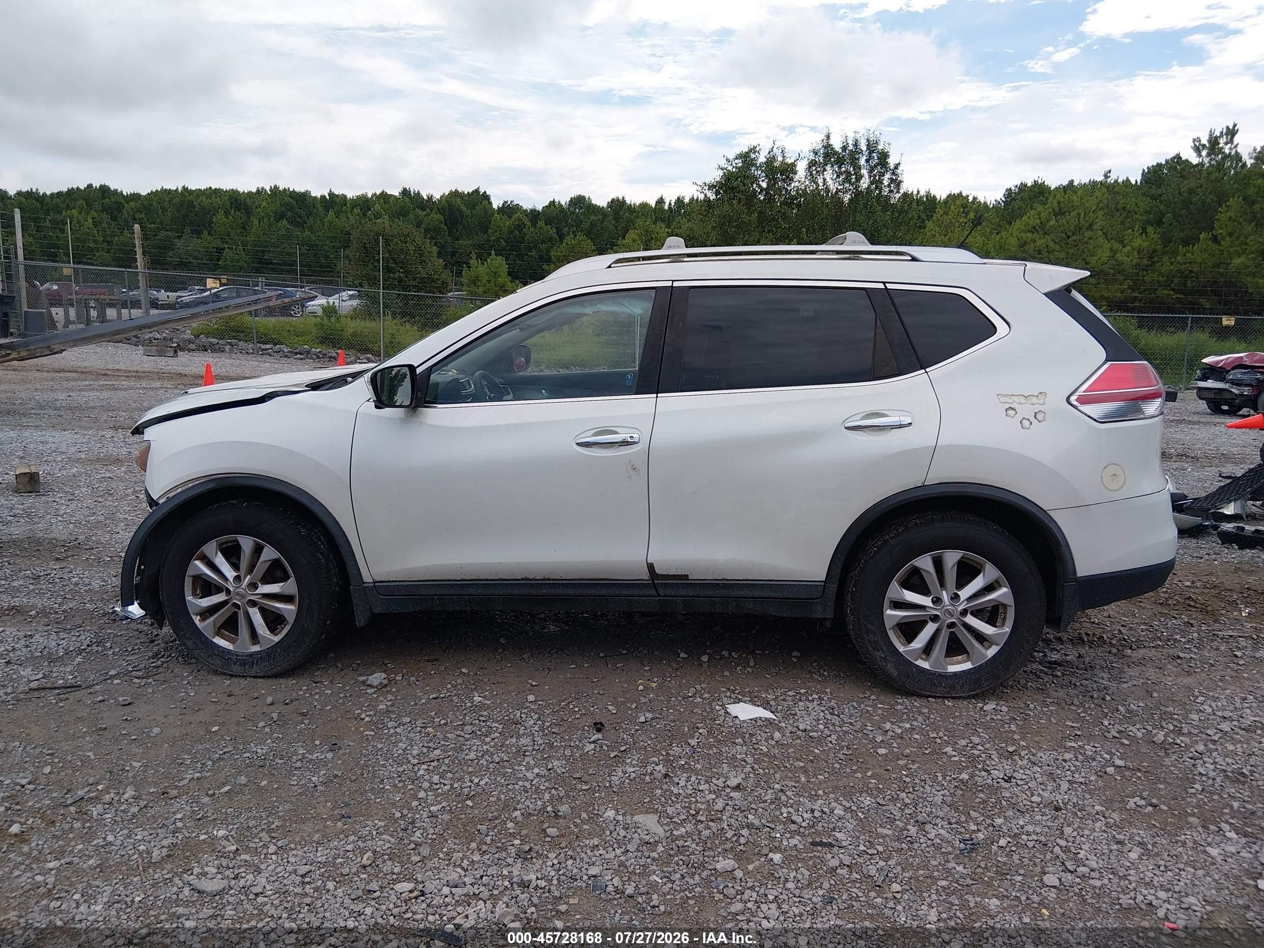 2015 Nissan Rogue Sv White vin: KNMAT2MT3FP558971
