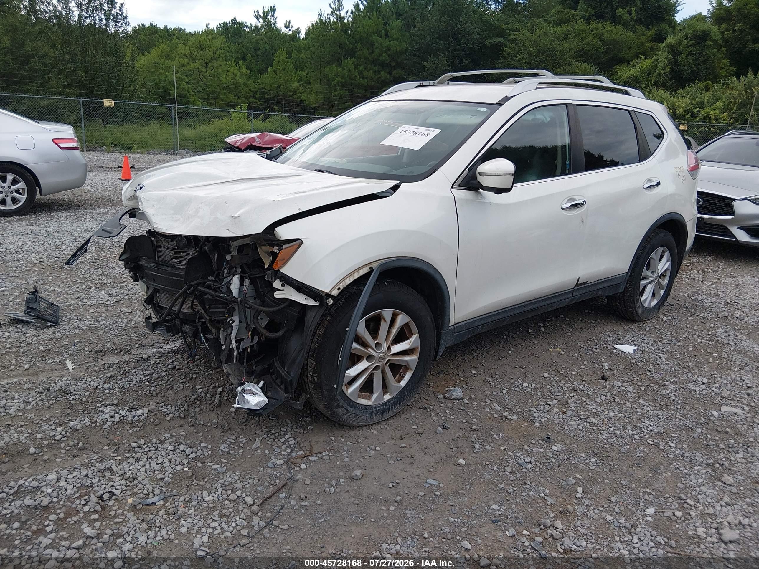 2015 Nissan Rogue Sv White vin: KNMAT2MT3FP558971