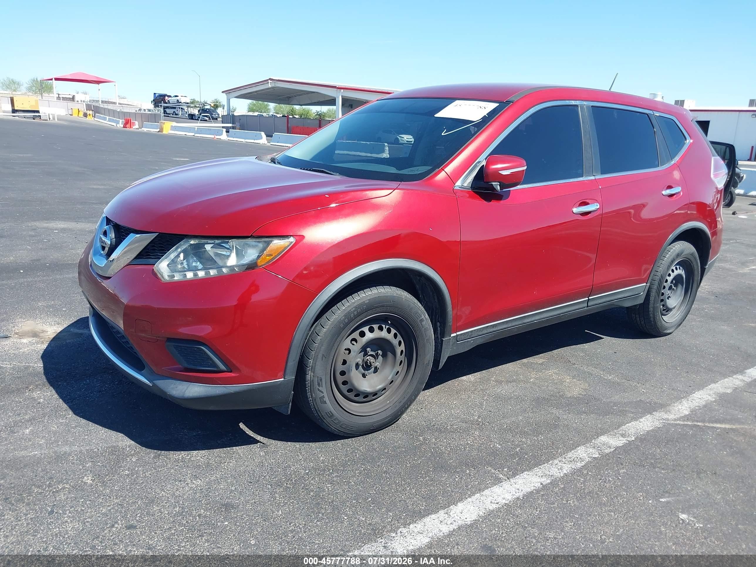 2015 Nissan Rogue S Red vin: KNMAT2MT3FP559327