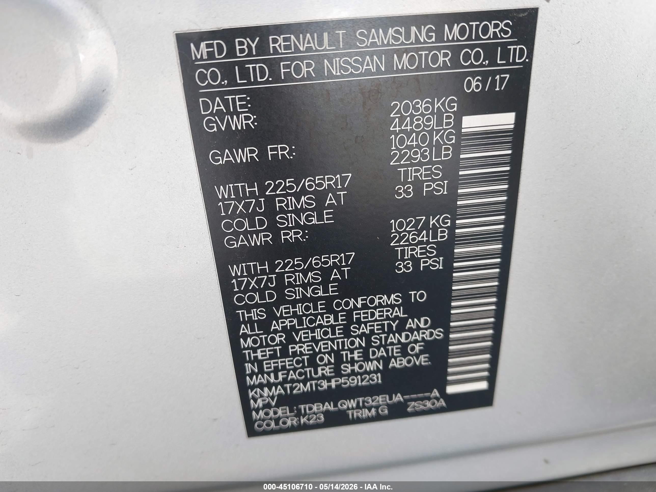 2017 Nissan Rogue Sv Серебряный vin: KNMAT2MT3HP591231