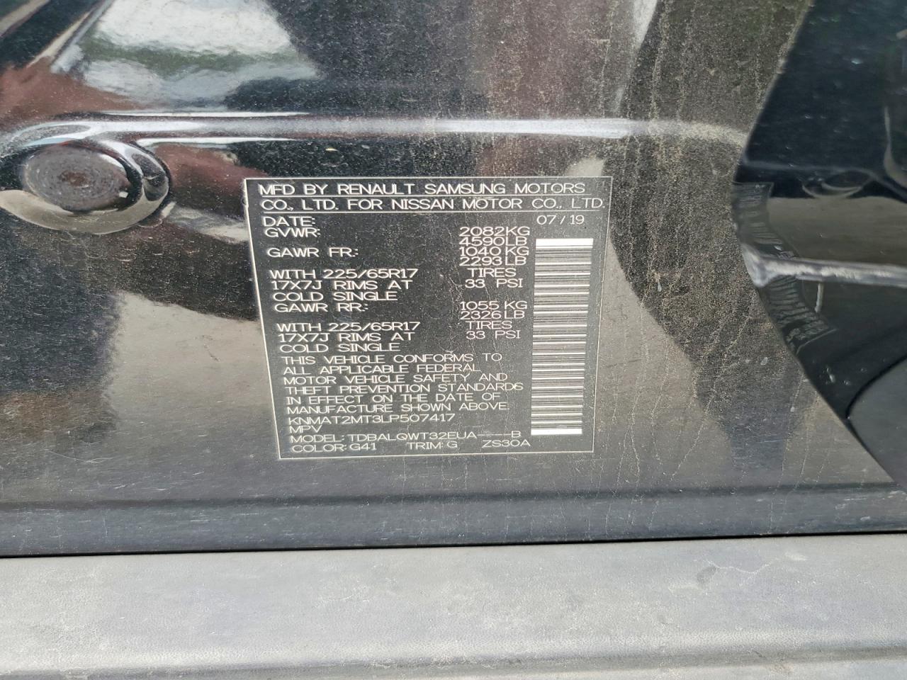 2020 Nissan Rogue Sv Black vin: KNMAT2MT3LP507417