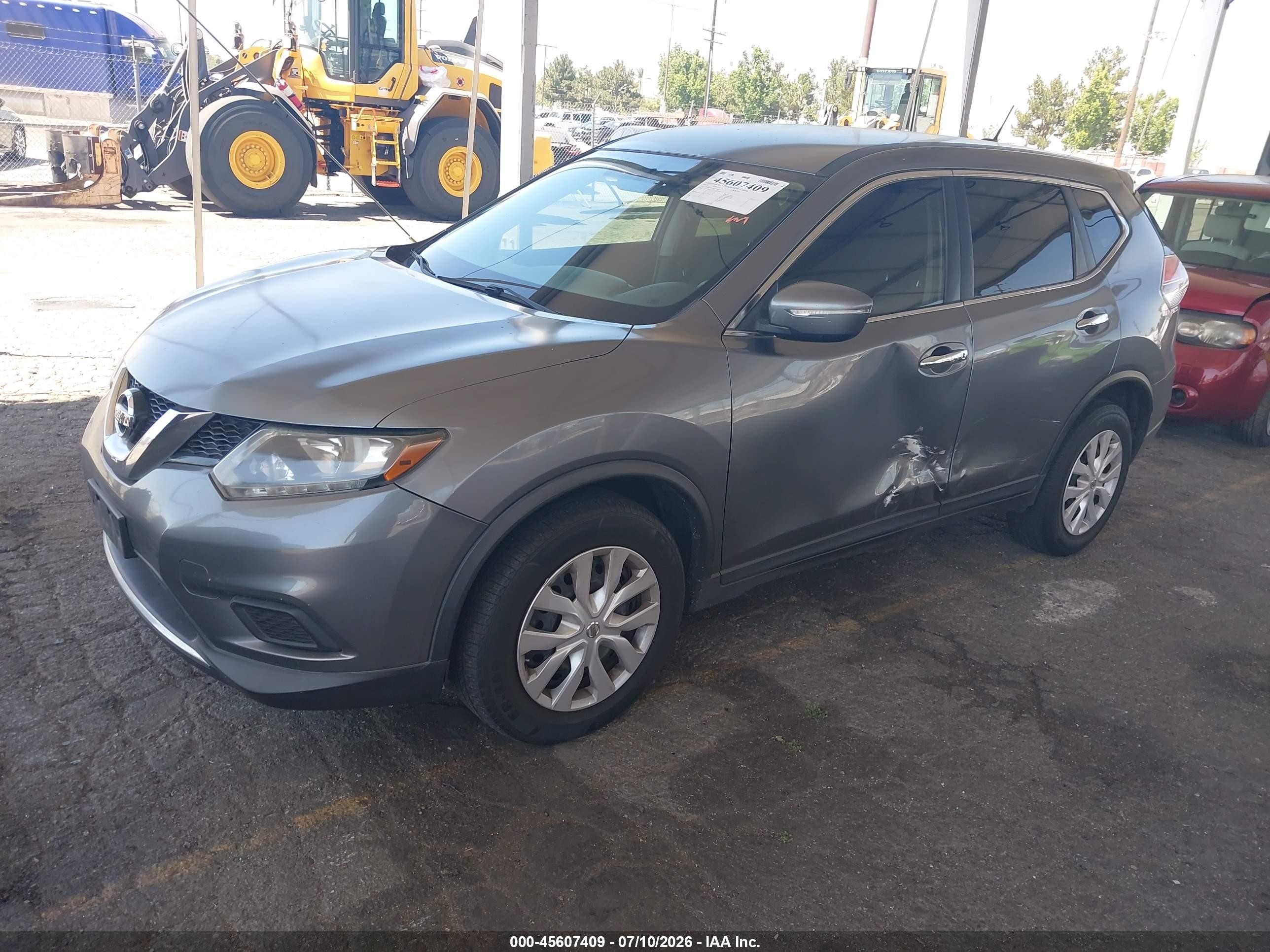 2015 Nissan Rogue S Gray vin: KNMAT2MT4FP551804