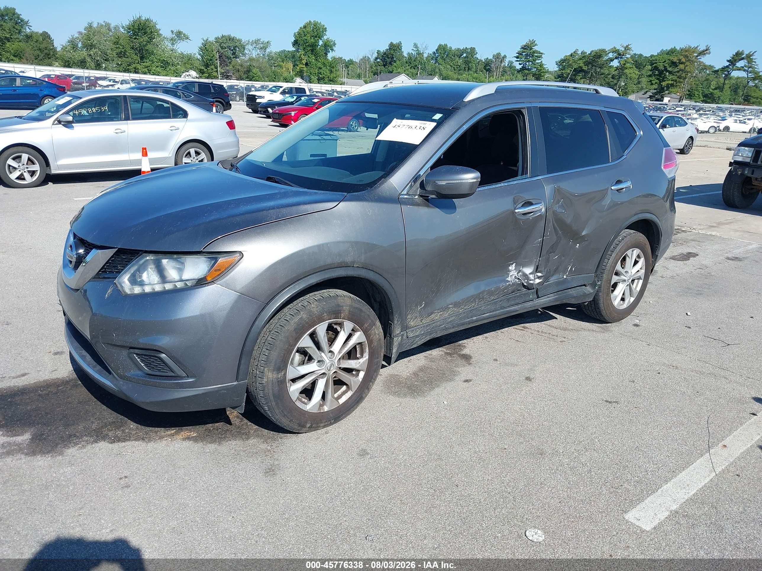 2015 Nissan Rogue Sv Gray vin: KNMAT2MT4FP561720