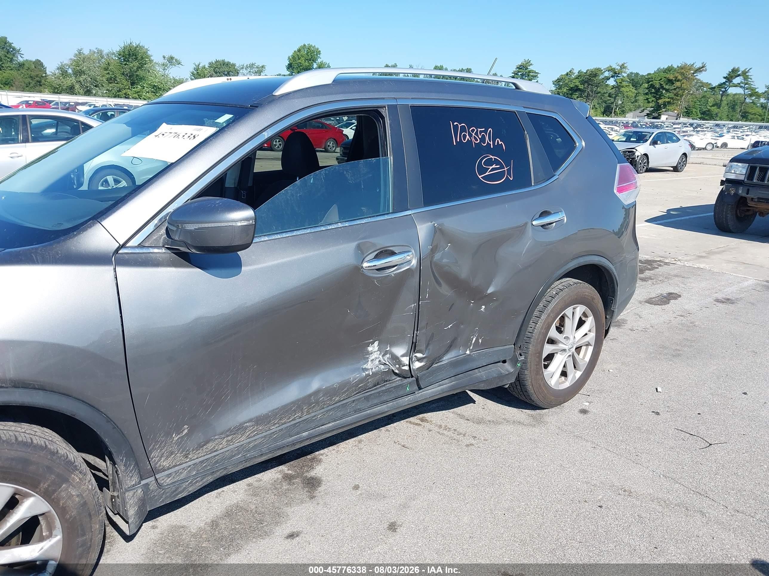 2015 Nissan Rogue Sv Gray vin: KNMAT2MT4FP561720