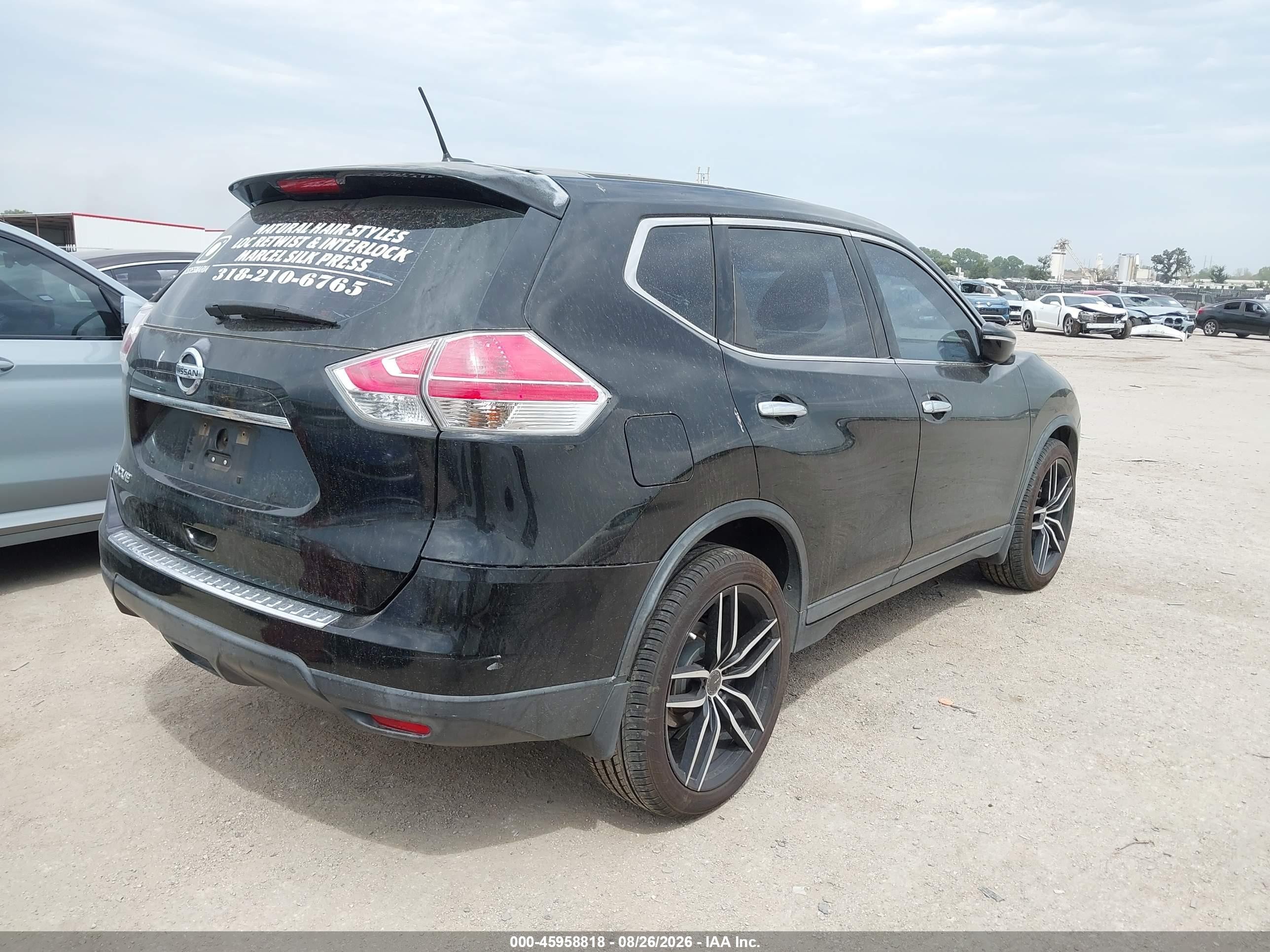 2015 Nissan Rogue S Черный vin: KNMAT2MT4FP585371